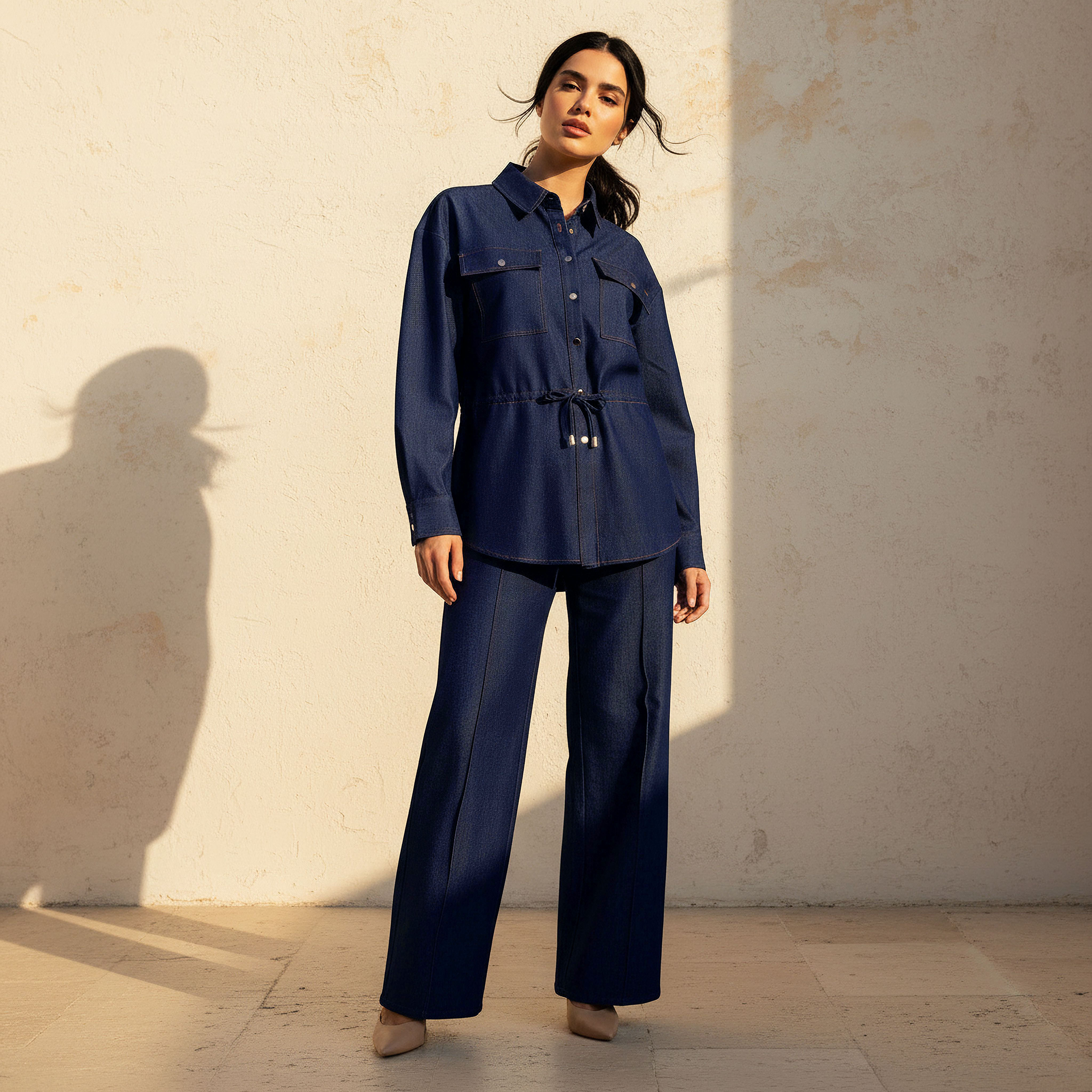 بلوزة بتصميم قميص بحزام خصر قابل للتعديل-women-clothing-shirtsandblouses-shirts-image-3
