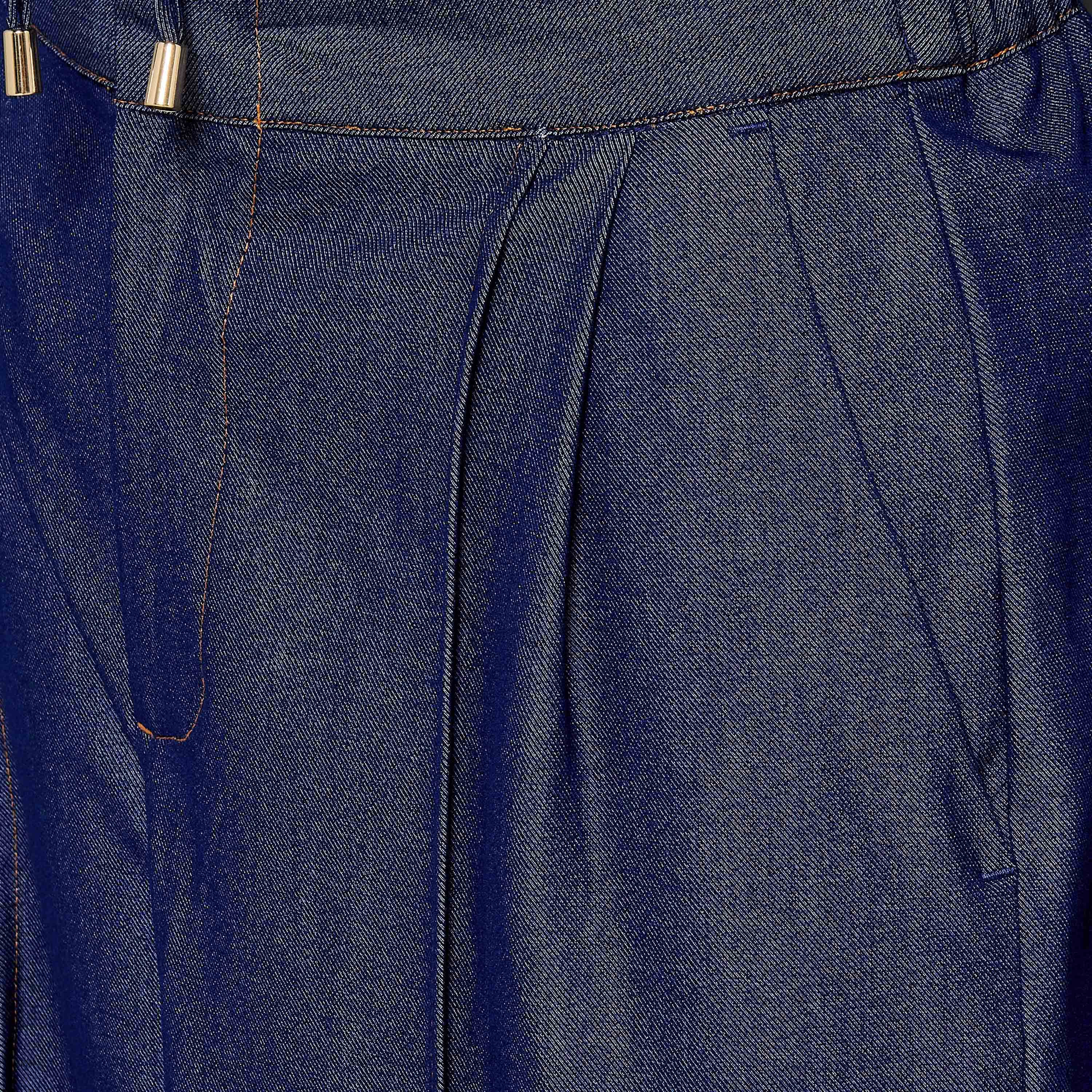 Baggy Fit Mid-Rise Pleated Denim Trousers-women-clothing-coordsets-image-2