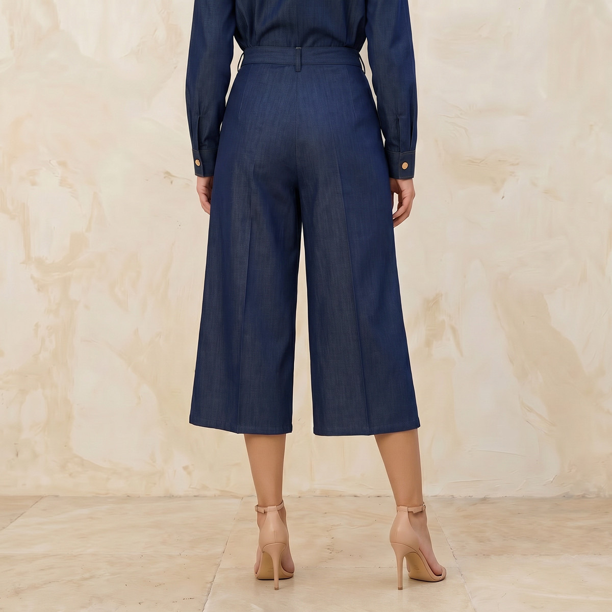 Mid-Rise Denim Pleated Wide Leg Culottes-women-clothing-bottoms-trousers-image-4