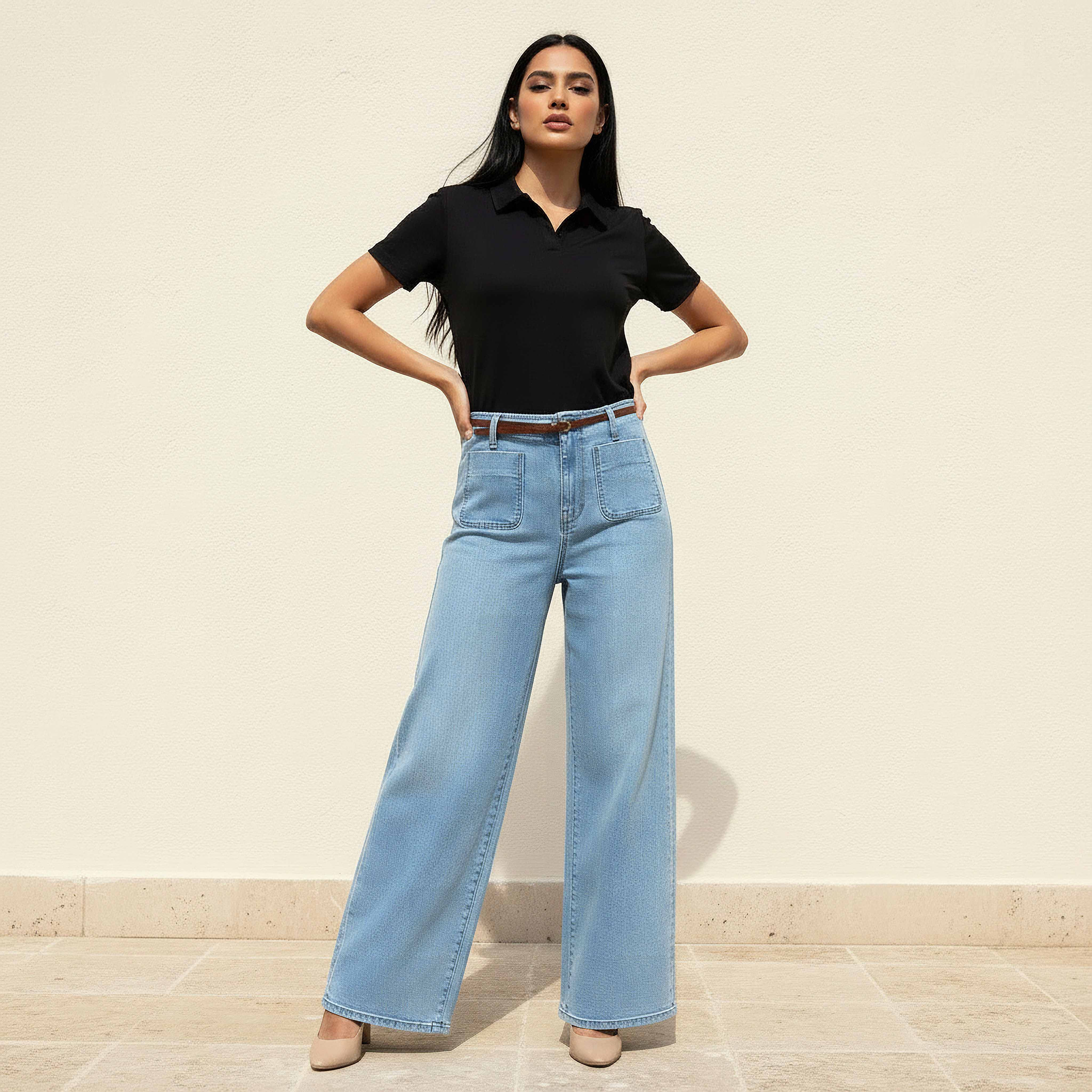 بنطلون جينز قطن بجيوب رقعة-women-clothing-bottoms-jeans-image-3