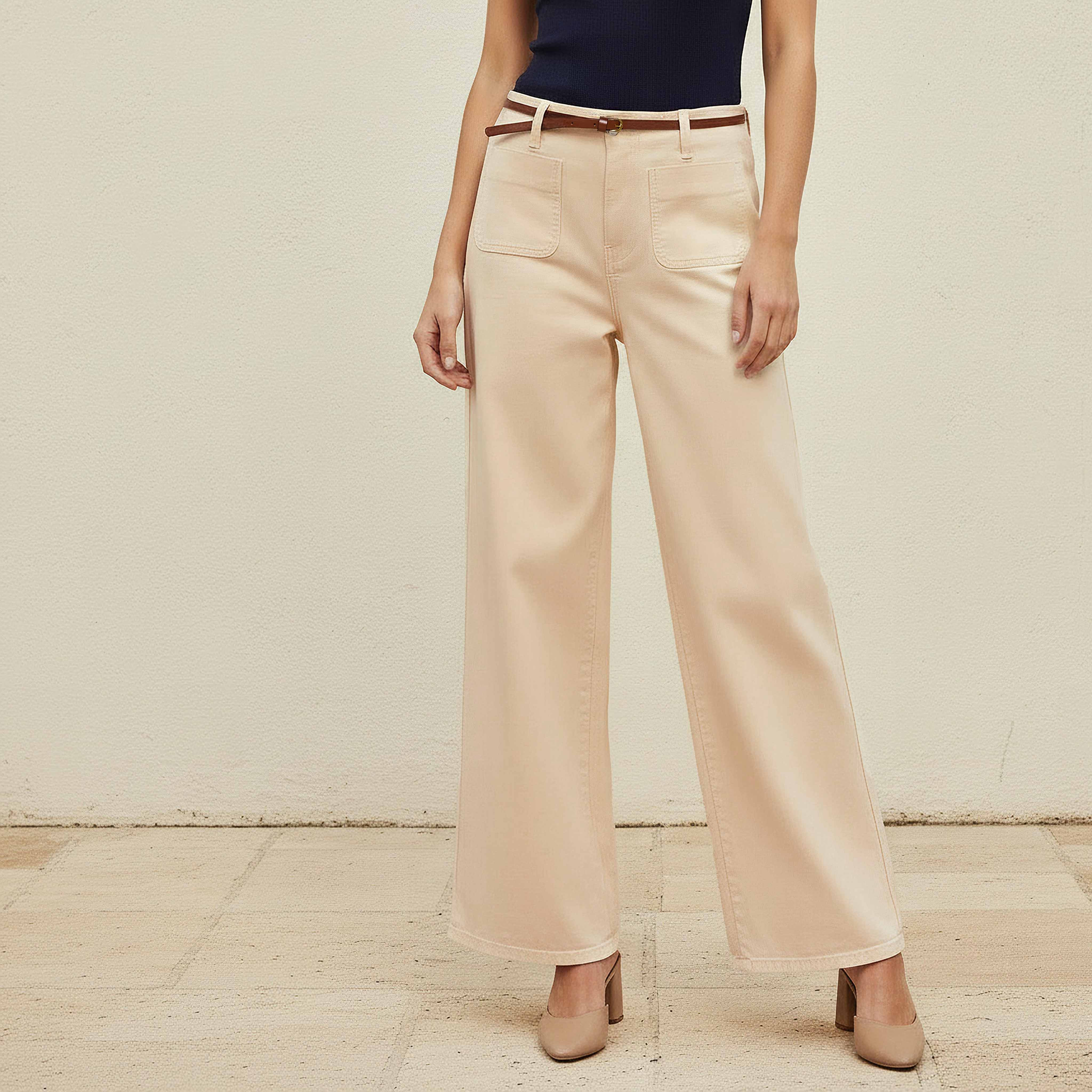 بنطلون جينز قطن بجيوب رقعة-women-clothing-bottoms-jeans-image-1