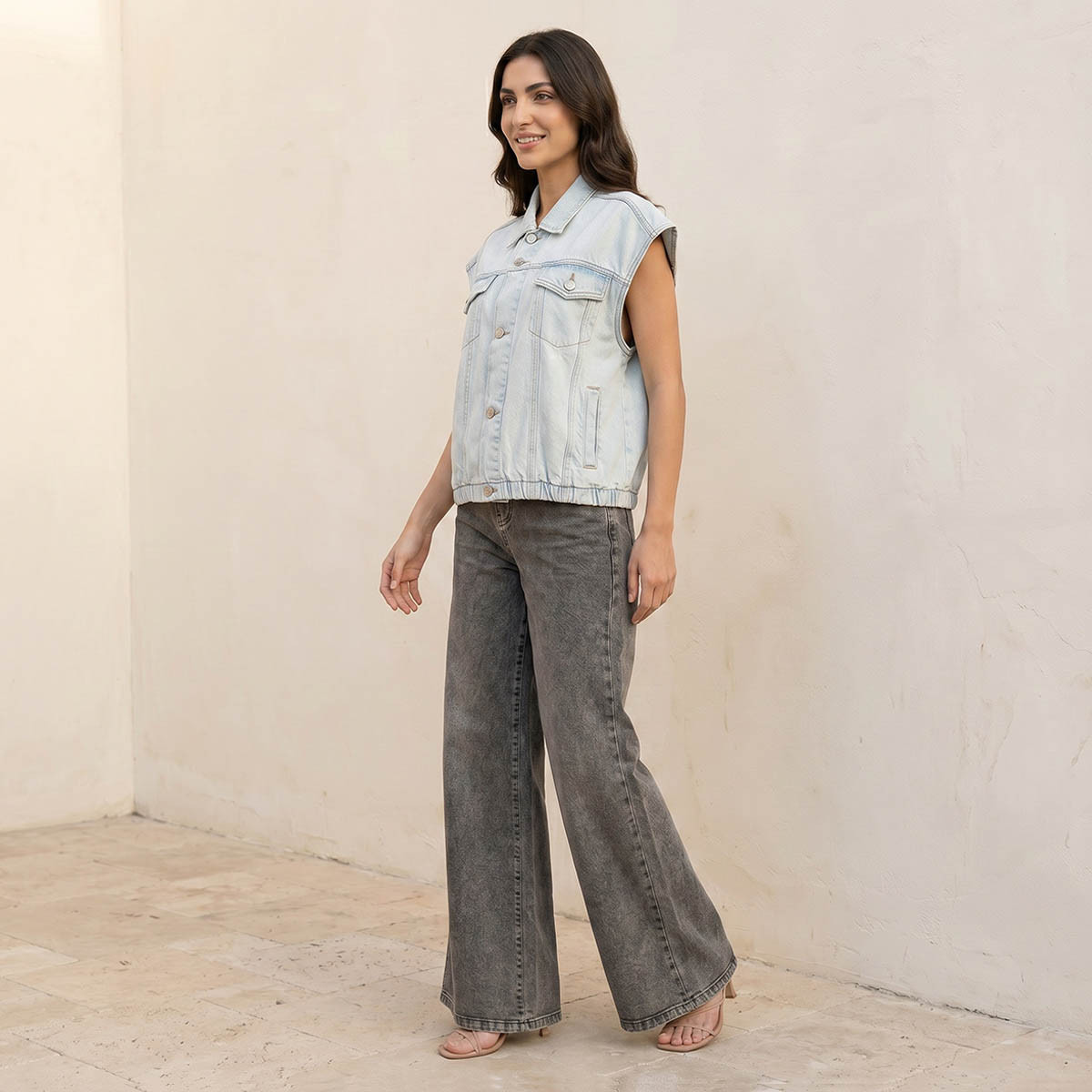 Splash Denim Regular Cotton Gilet with Pockets-women-winterwear-coatsandjackets-jackets-image-5
