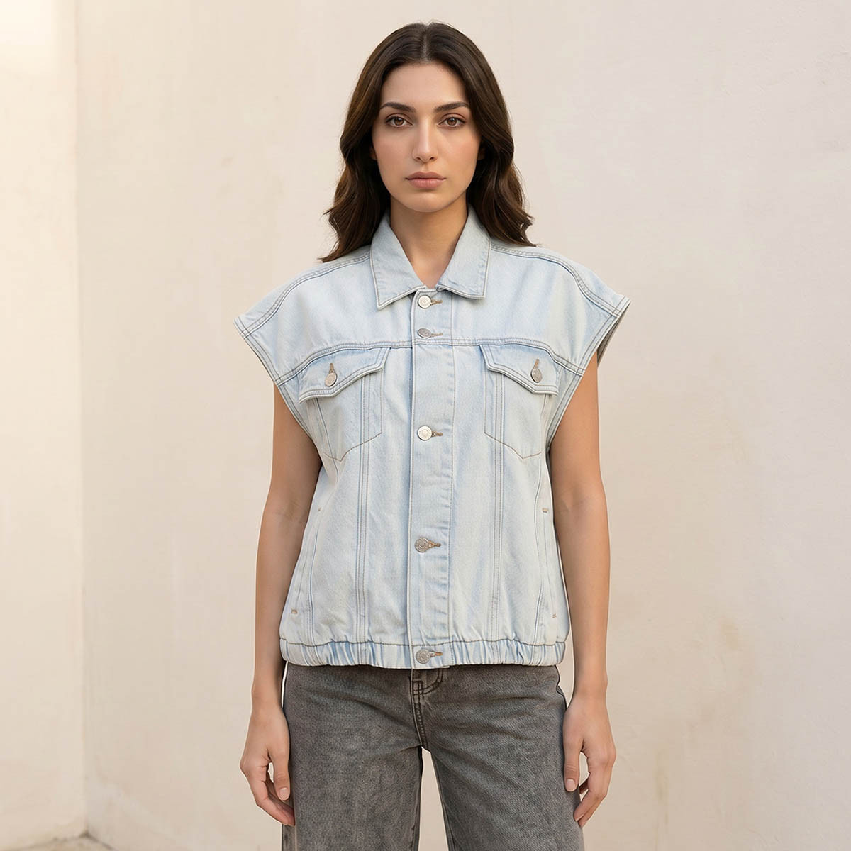 Splash Denim Regular Cotton Gilet with Pockets-women-winterwear-coatsandjackets-jackets-image-7