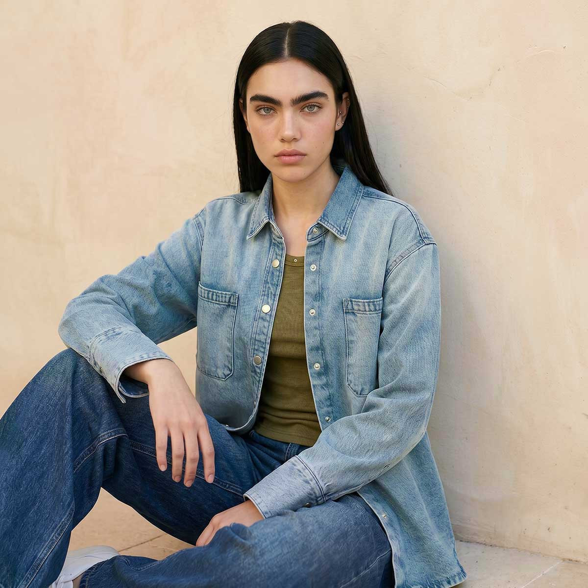 جاكيت قميص جينز من لي كوبر-women-clothing-shirtsandblouses-shirts-image-6