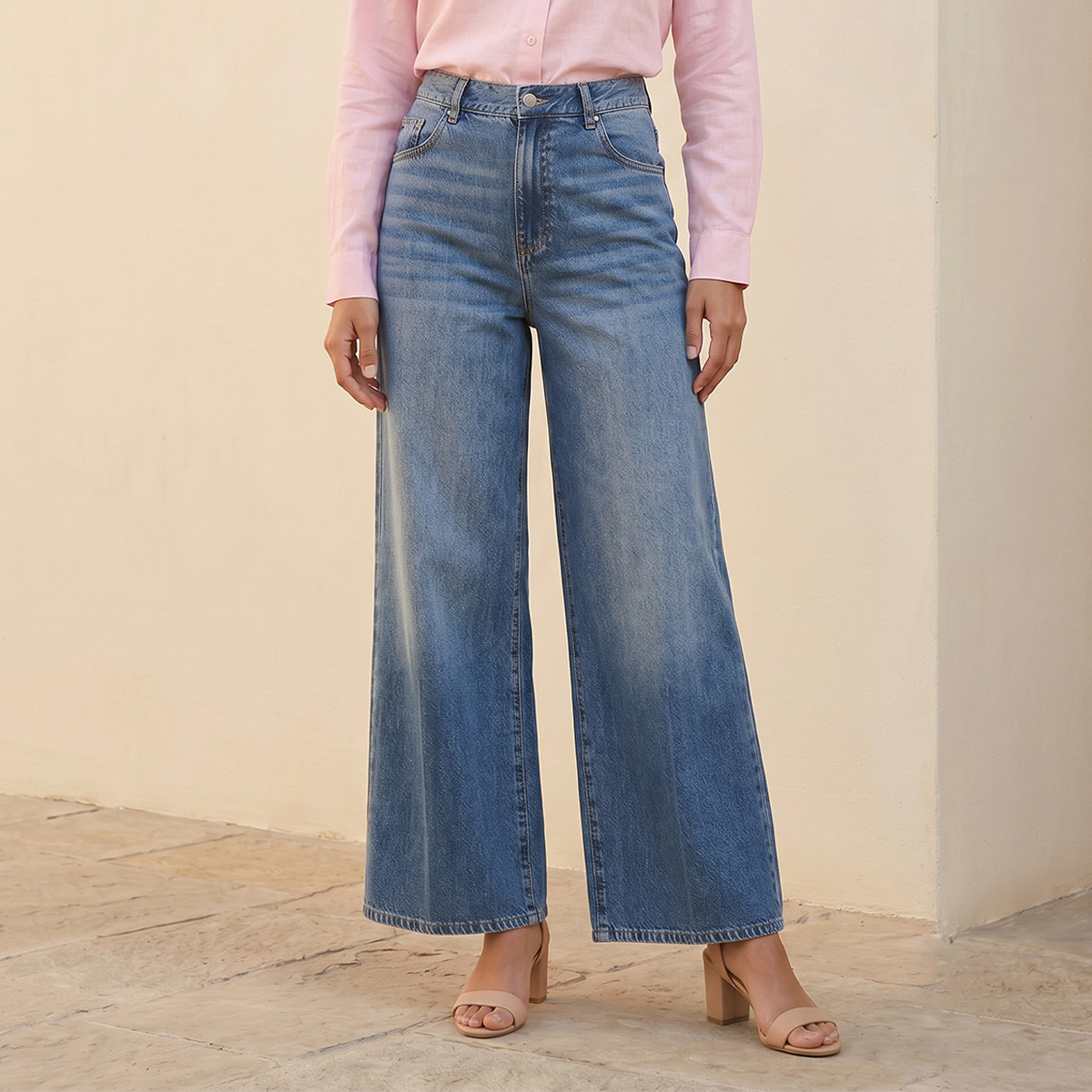 Splash Denim Straight Fit High Waist Jeans-women-clothing-bottoms-jeans-image-1