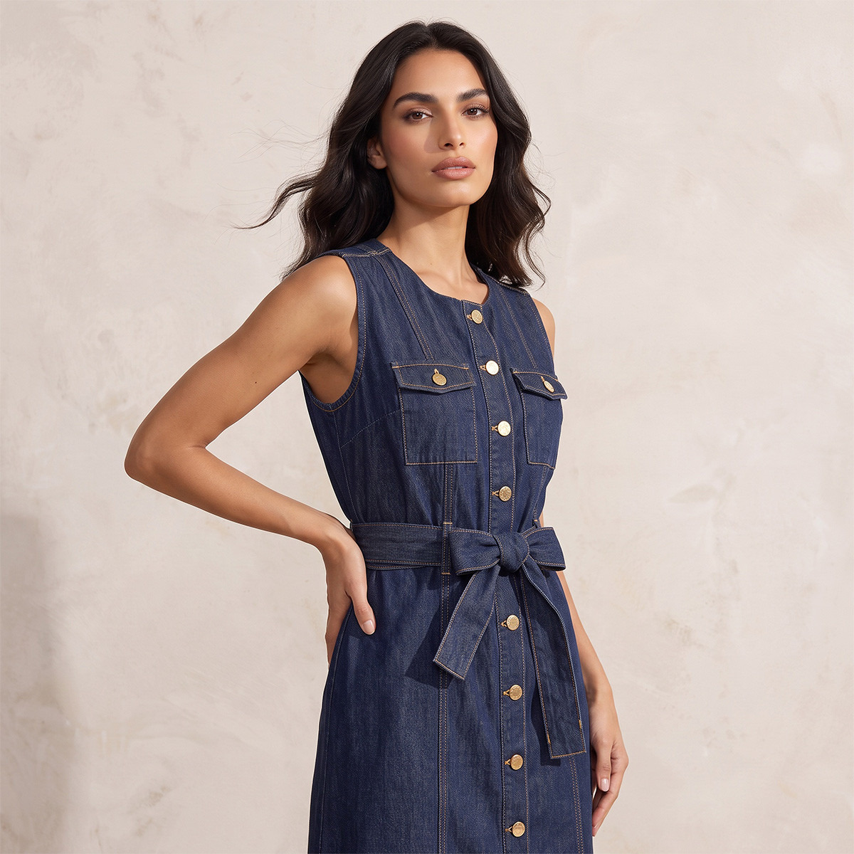 فستان قميص ميدي مع حزام من سبلاش دنيم-women-clothing-dresses-image-5