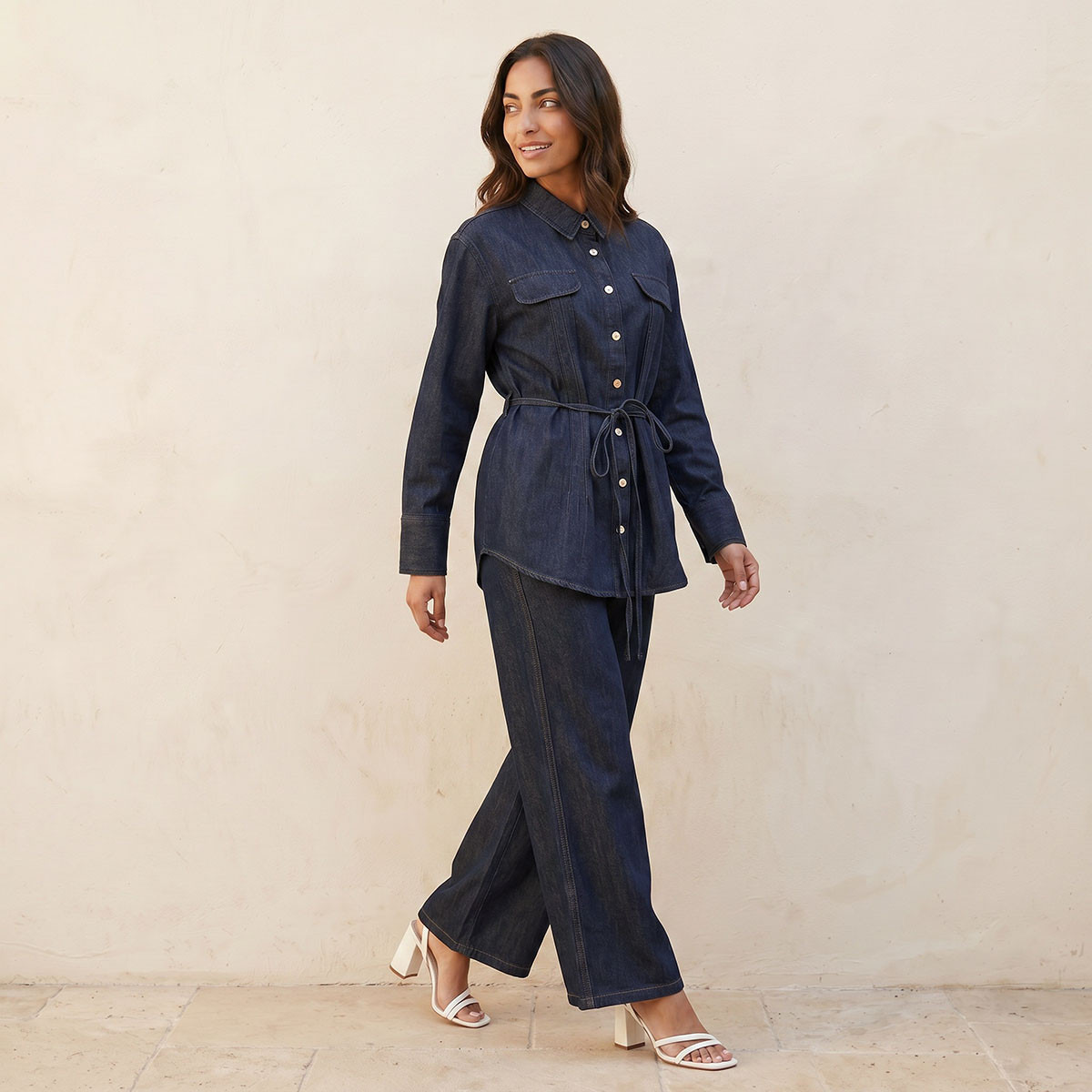 قميص بخصر رباط من سبلاش دنيم-women-clothing-shirtsandblouses-shirts-image-3