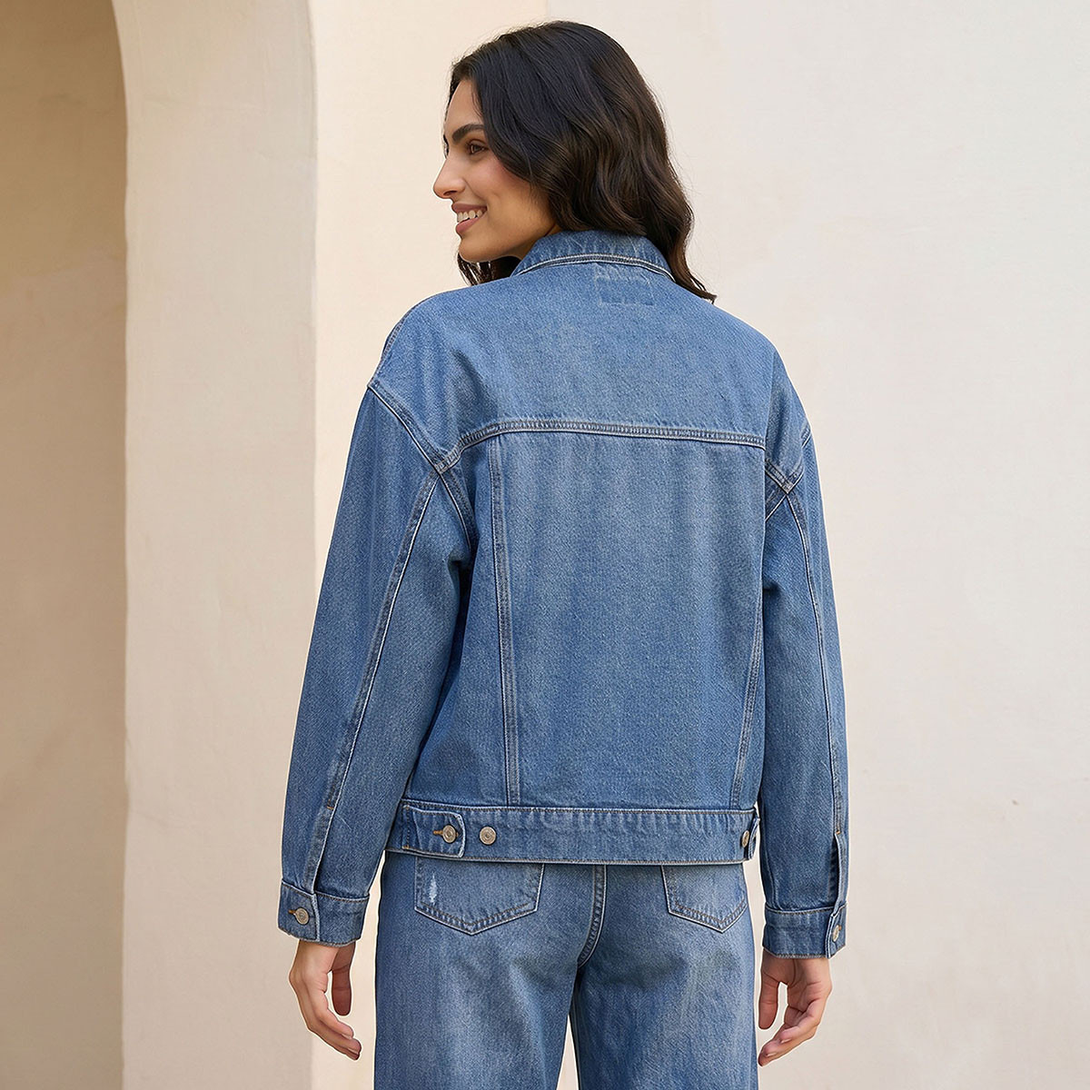 Splash Denim Denim Trucker Jacket with Chest Pockets-women-winterwear-coatsandjackets-jackets-image-4