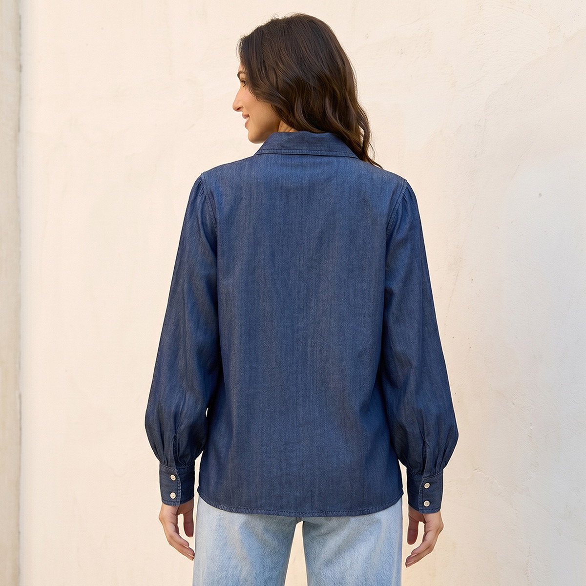 قميص دنيم ليوسيل بأكمام بيشوب من سبلاش-women-clothing-shirtsandblouses-shirts-image-4