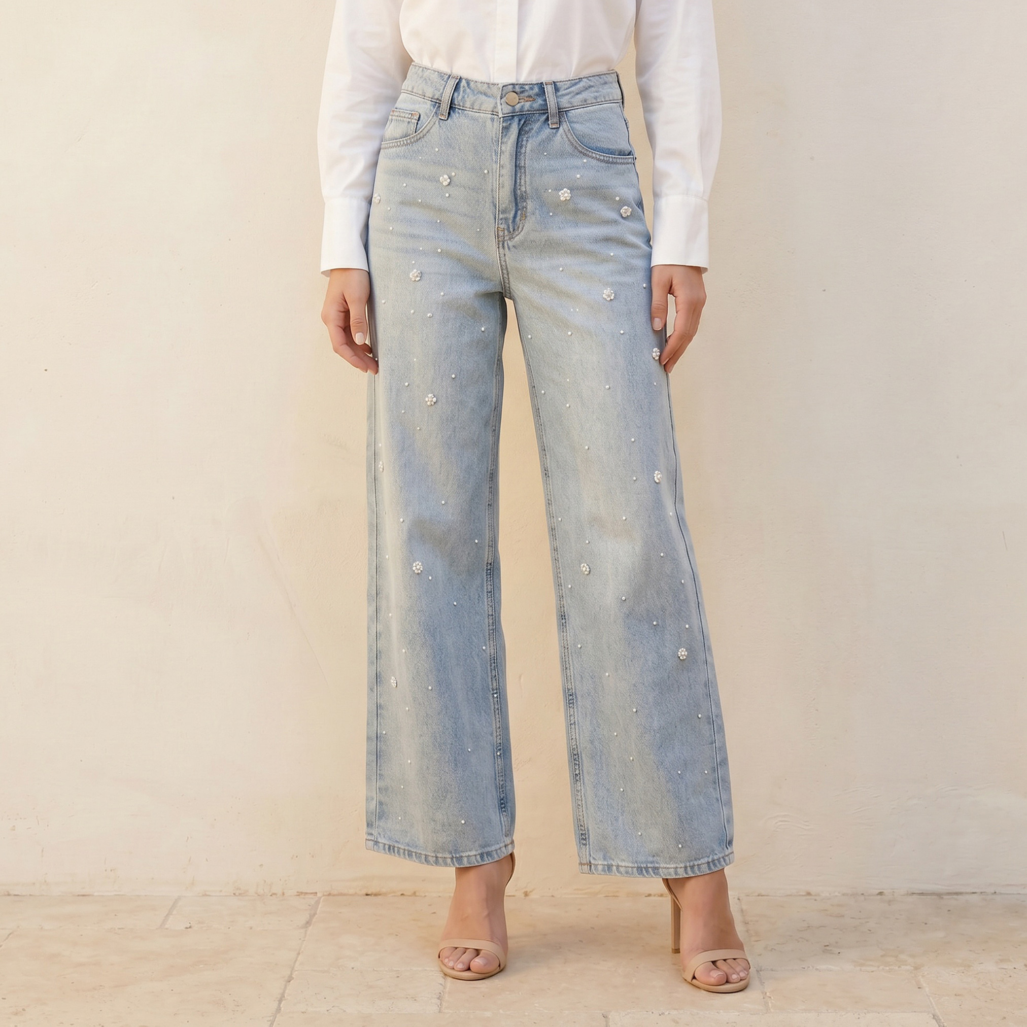 Splash Denim Wide Leg Embellished Jeans-women-clothing-bottoms-jeans-image-1