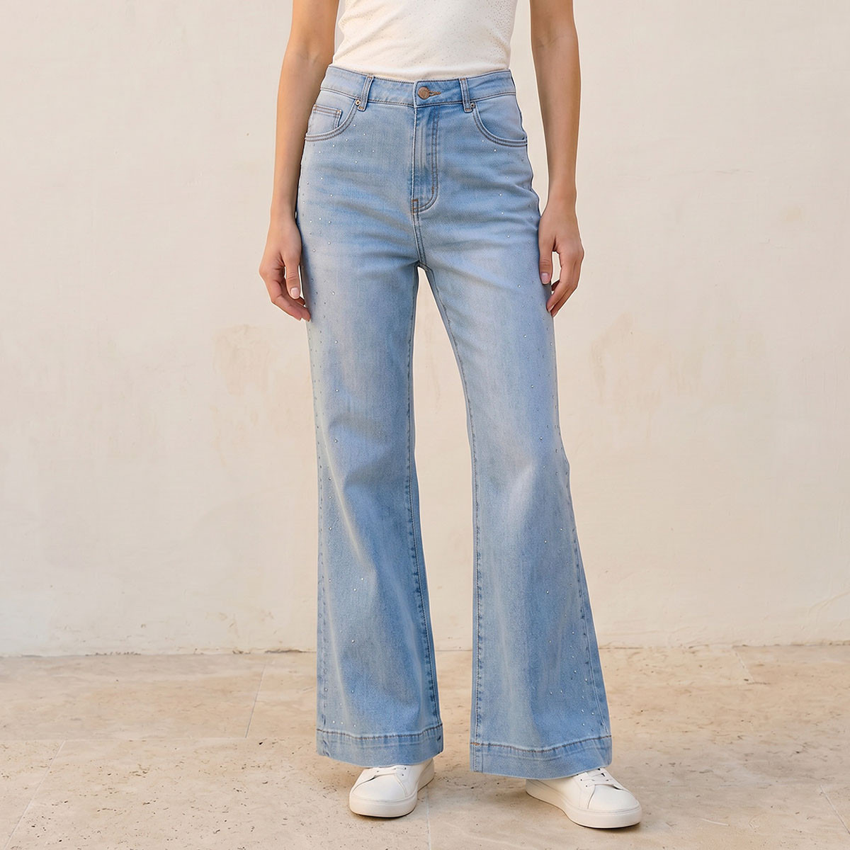 Splash Denim Flared Embellished Jeans-women-clothing-bottoms-jeans-image-1