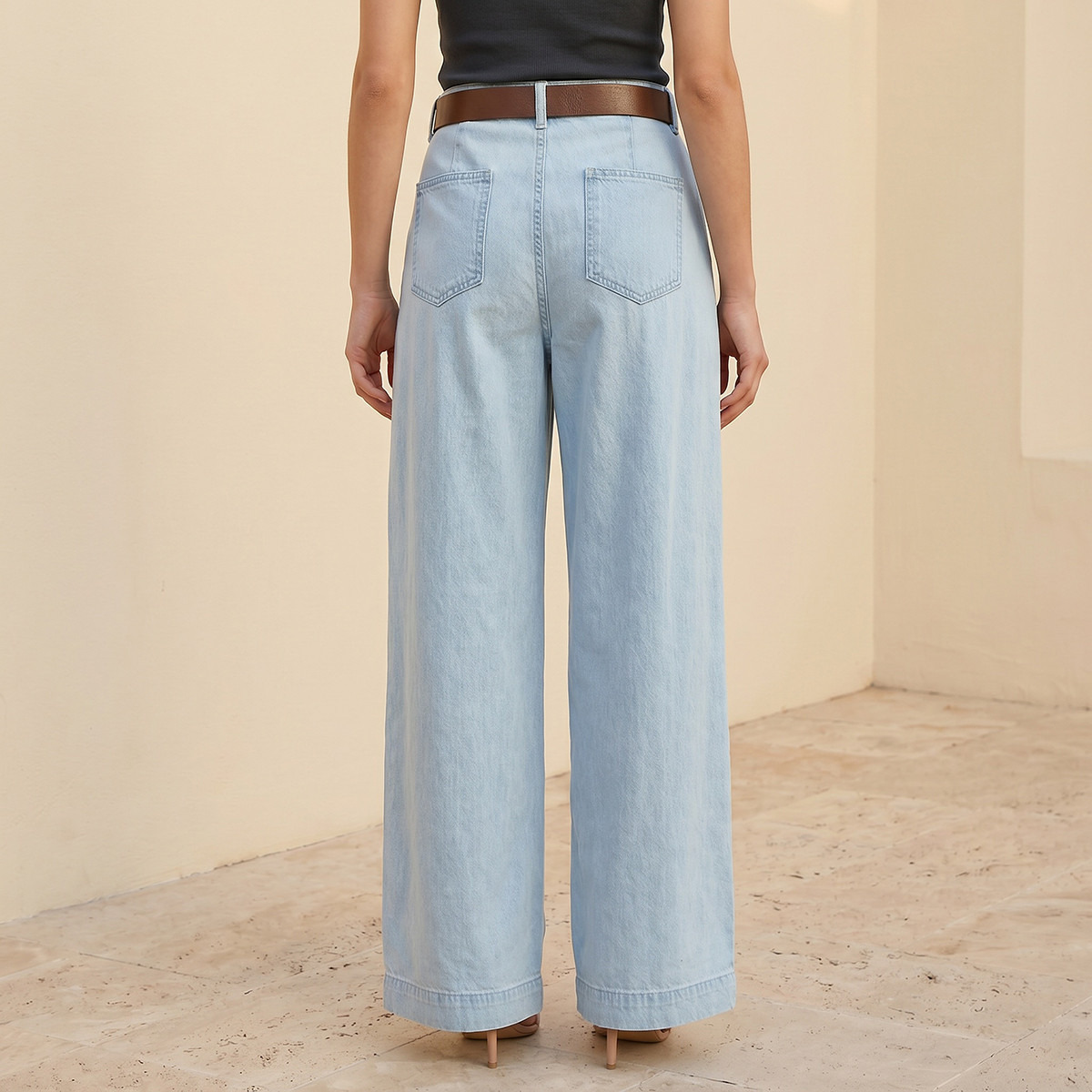 بنطلون جينز واسع الساقين بخصر مرن وحزام من سبلاش دينم-women-clothing-bottoms-jeans-image-4
