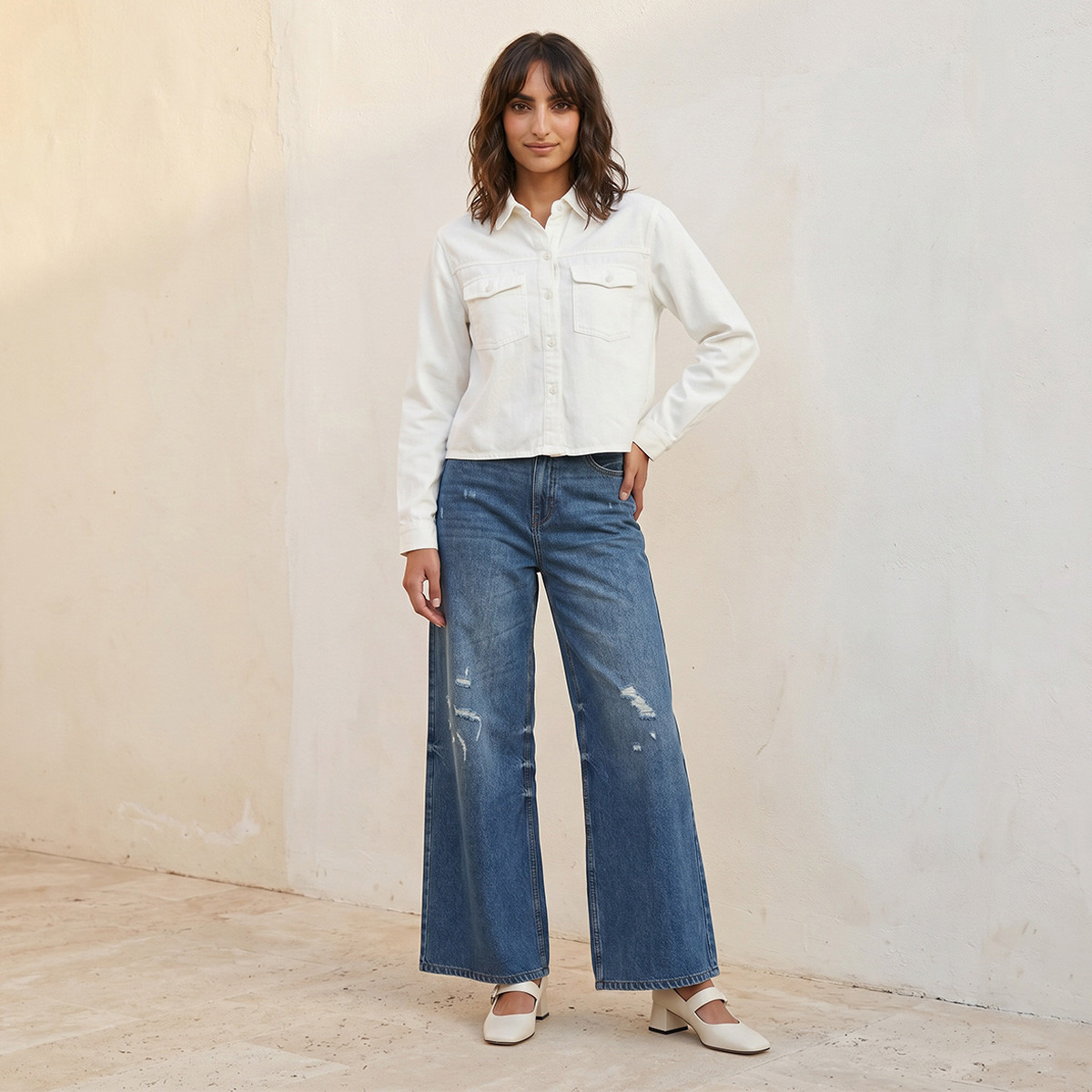 قميص تينسل بجيوب مطوية من سبلاش دينم-women-clothing-shirtsandblouses-shirts-image-3