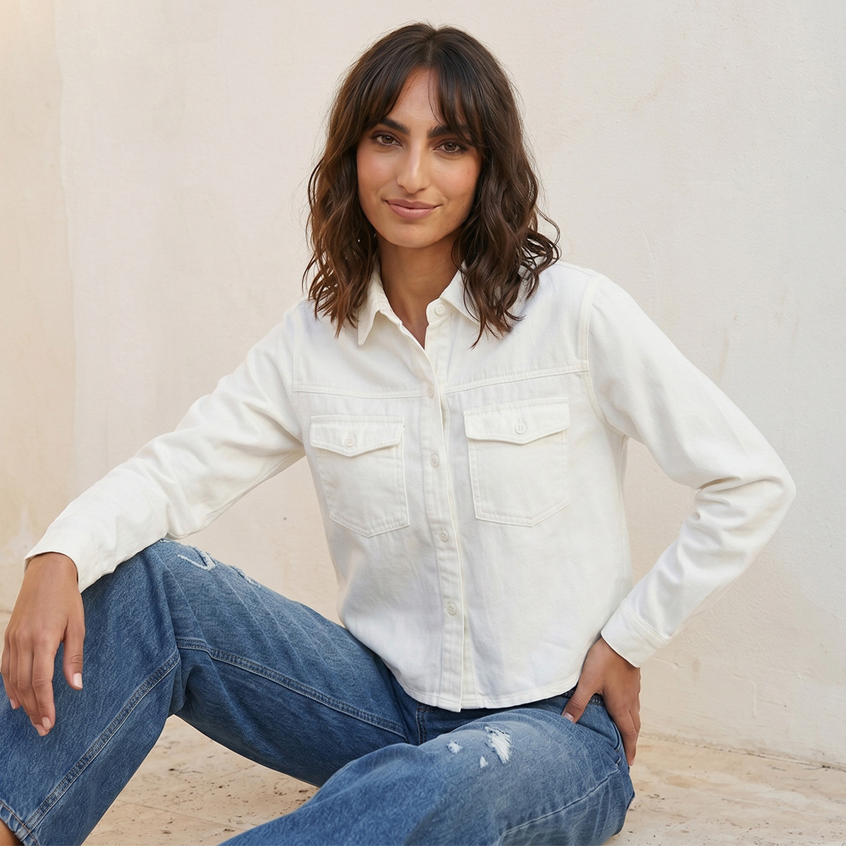 قميص تينسل بجيوب مطوية من سبلاش دينم-women-clothing-shirtsandblouses-shirts-image-5