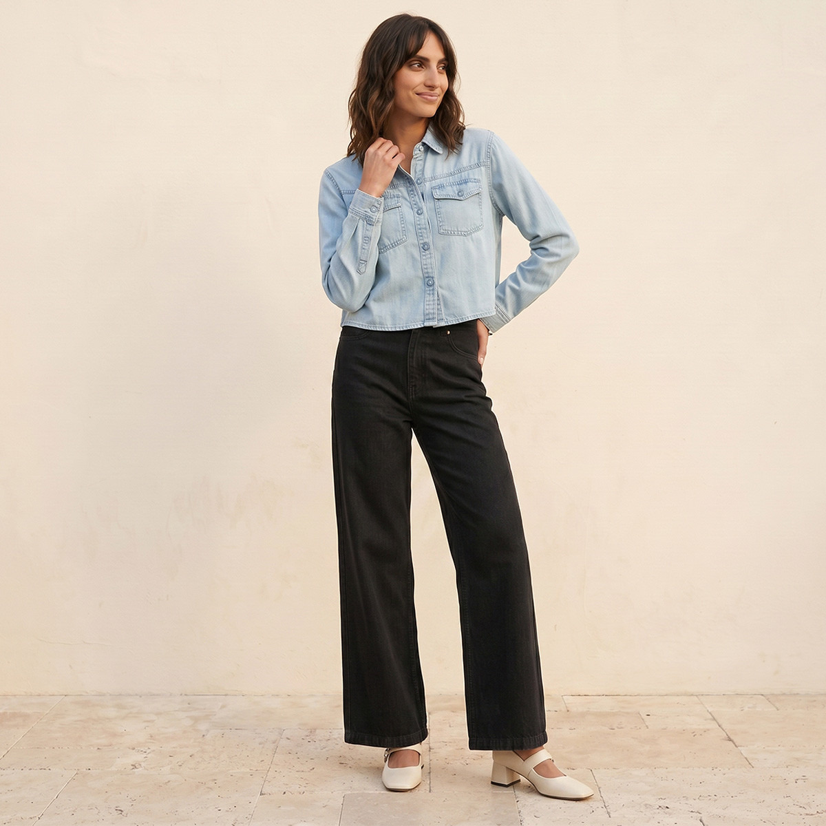 قميص تينسل بجيوب مطوية من سبلاش دينم-women-clothing-shirtsandblouses-shirts-image-3