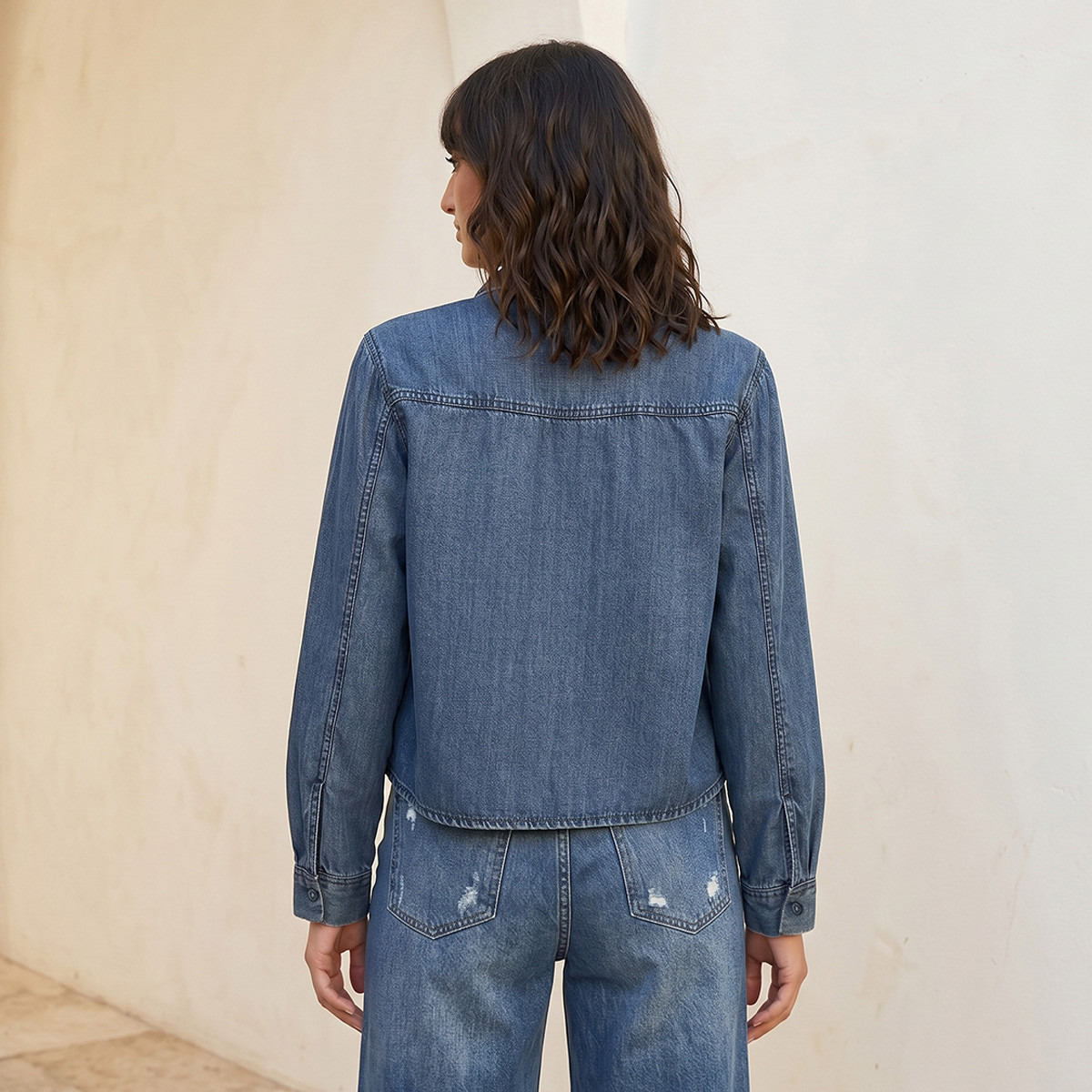 Splash Denim Tencel Shirt Flap Pockets-women-clothing-shirtsandblouses-shirts-image-4