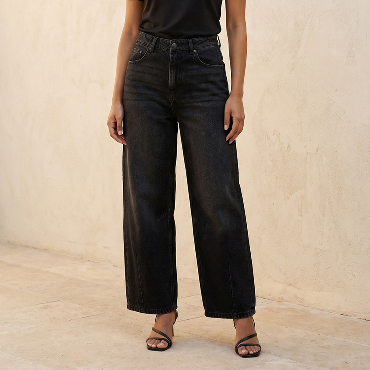Splash Denim Barrel Fit High Waist Jeans Cotton-women-clothing-bottoms-jeans-image-1