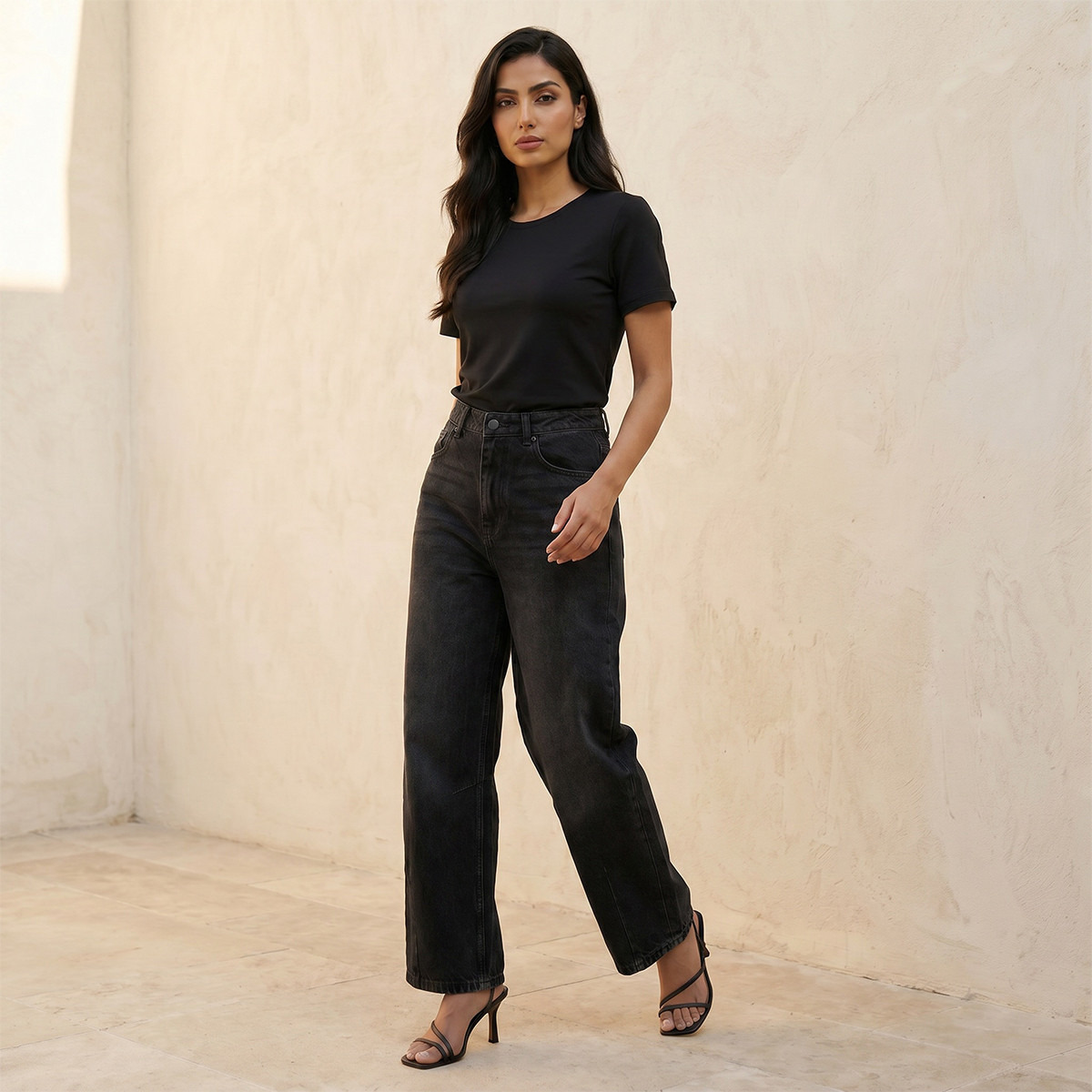 Splash Denim Barrel Fit High Waist Jeans Cotton-women-clothing-bottoms-jeans-image-3
