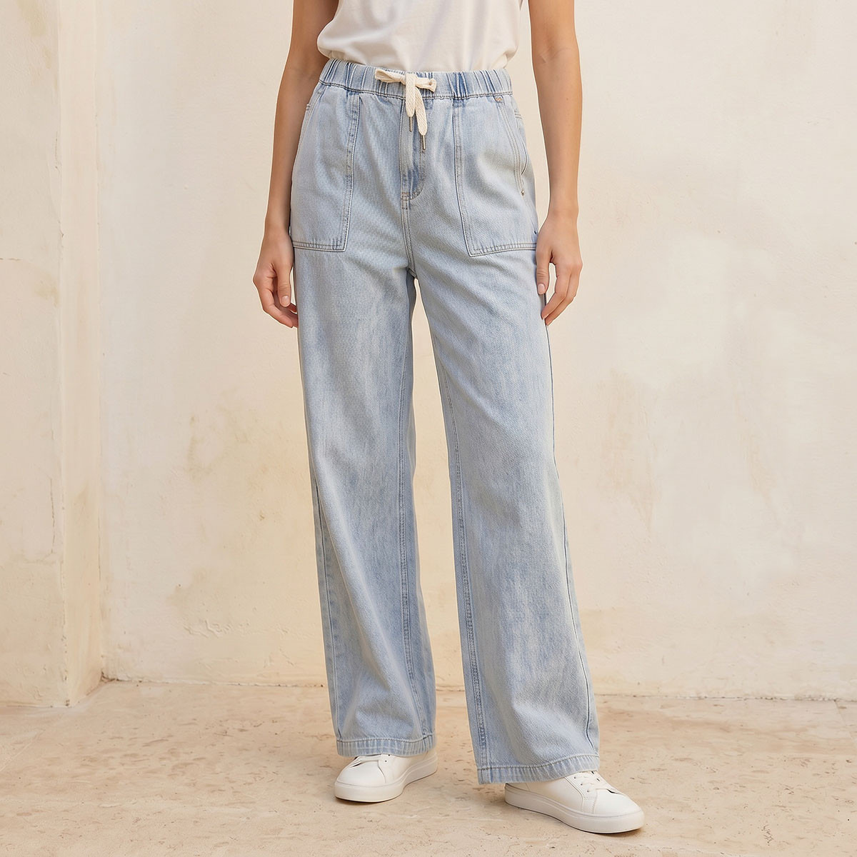 بنطلون قطن مطاطي بقصة كاربنتر من سبلاش دينم-women-clothing-bottoms-jeans-image-1