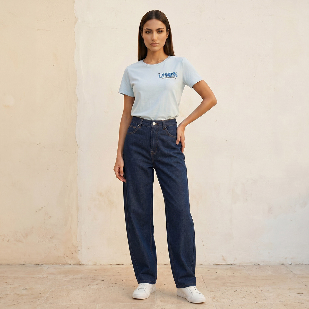 بنطلون جينز قطن بقصّة برميل وزر إغلاق وخياطة ملتوية من سبلاش دينم-women-clothing-bottoms-jeans-image-3