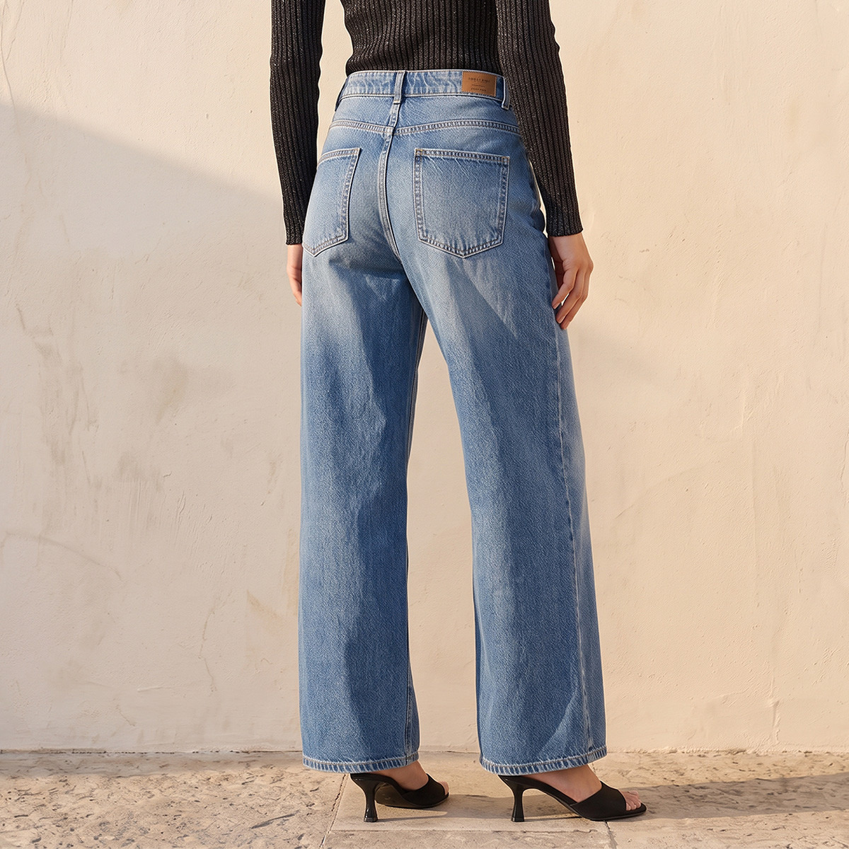 Splash Denim Wide Leg Buttoned Waist Cotton Jeans-women-clothing-bottoms-jeans-image-3