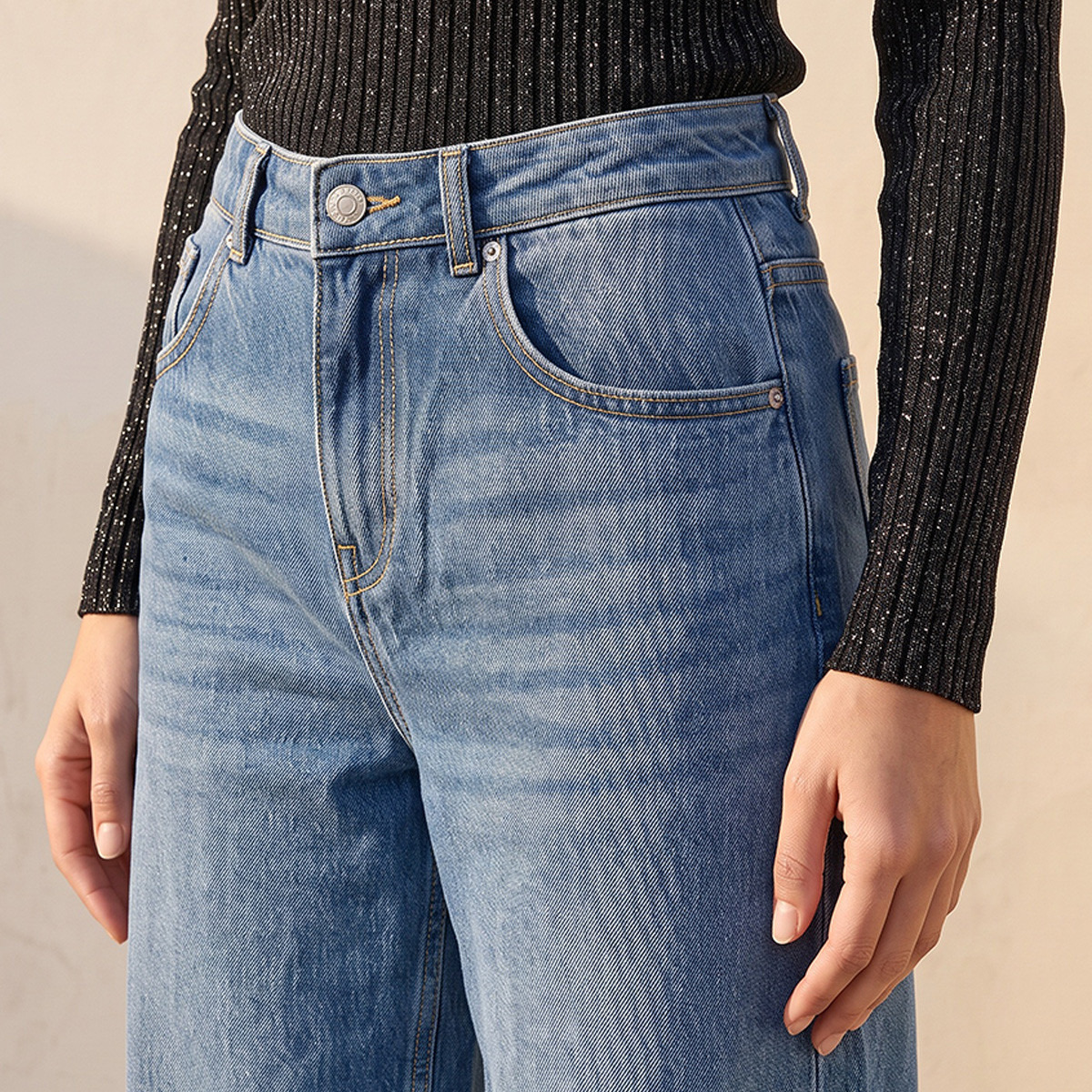 Splash Denim Wide Leg Buttoned Waist Cotton Jeans-women-clothing-bottoms-jeans-image-5