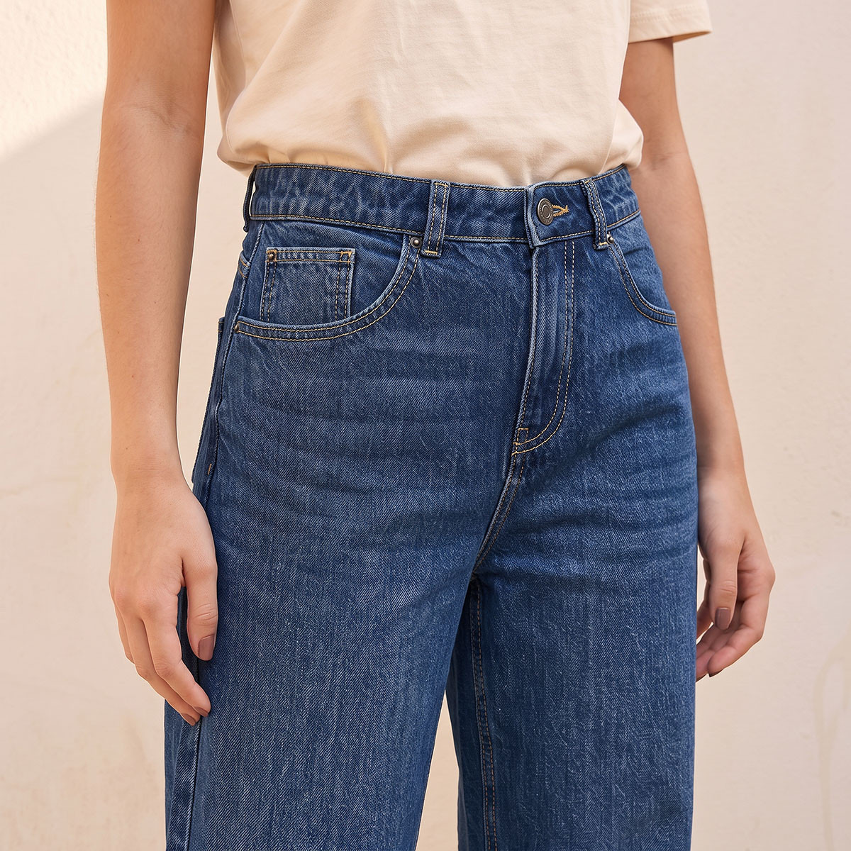 Splash Denim Buttoned Waist Cotton Jeans-women-clothing-bottoms-jeans-image-4