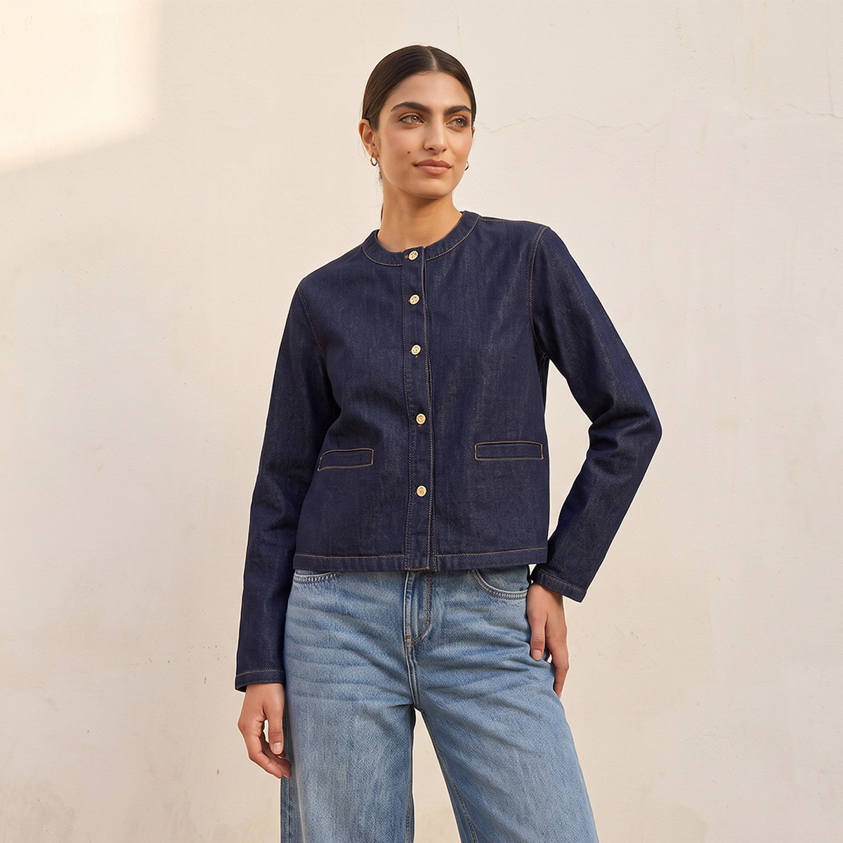 Splash Denim Jacket with Embellished Buttons-women-winterwear-coatsandjackets-jackets-image-4