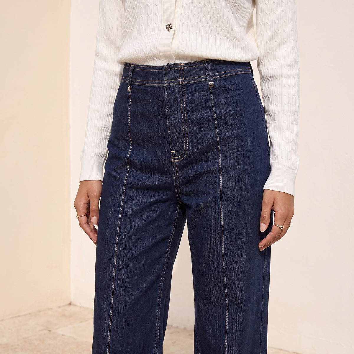 بنطلون واسع الساق بأزرار على الخصر من سبلاش دينم-women-clothing-bottoms-jeans-image-4
