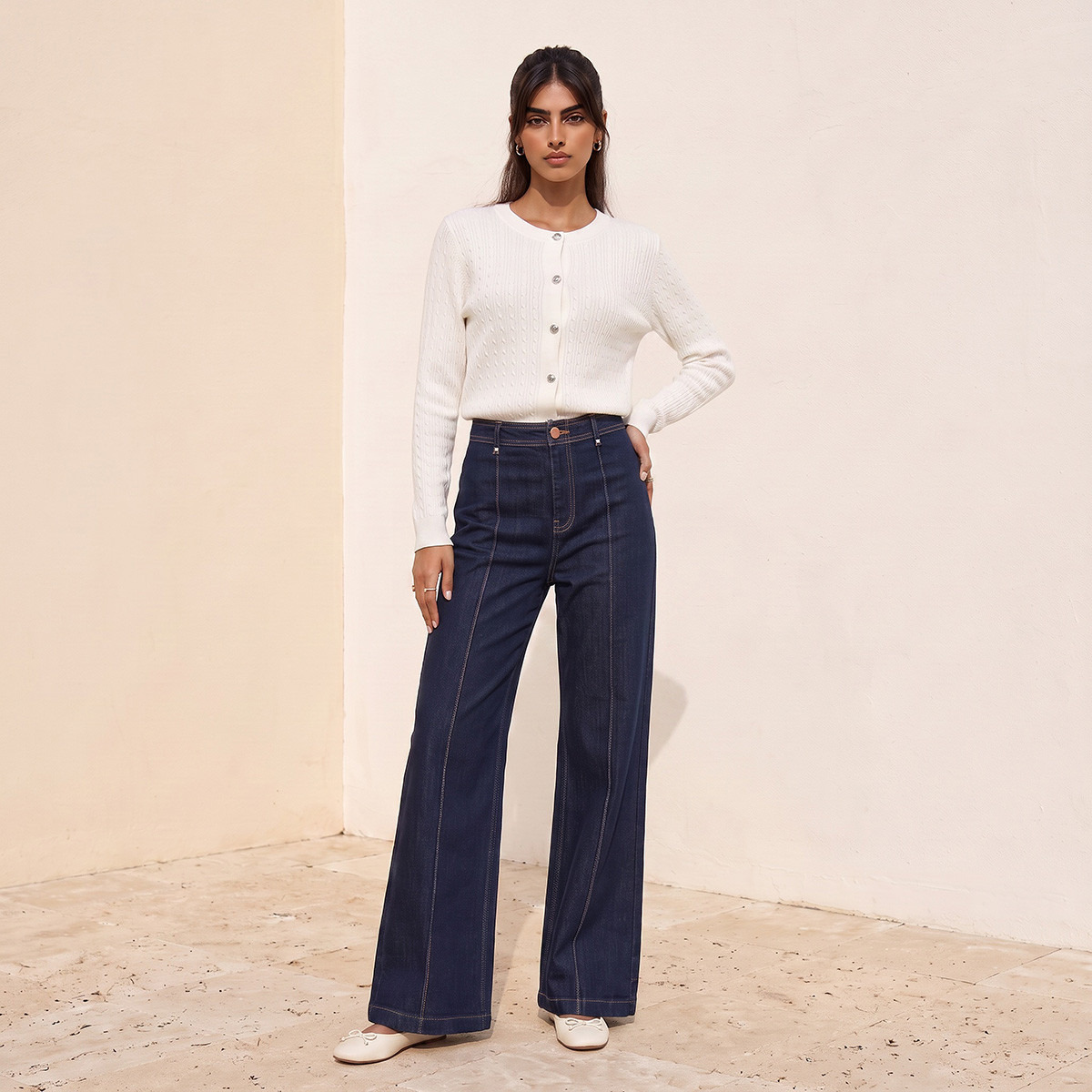 بنطلون واسع الساق بأزرار على الخصر من سبلاش دينم-women-clothing-bottoms-jeans-image-5