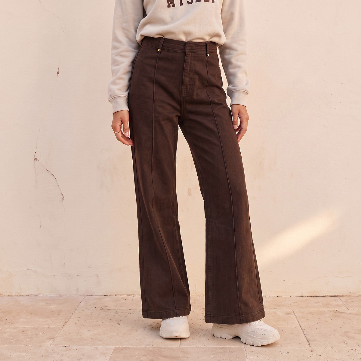 بنطلون واسع الساق بأزرار على الخصر من سبلاش دينم-women-clothing-bottoms-jeans-image-1