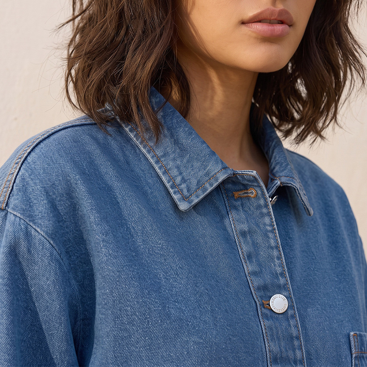 Splash Denim Cotton Shirt with Pocket-women-clothing-shirtsandblouses-shirts-image-7