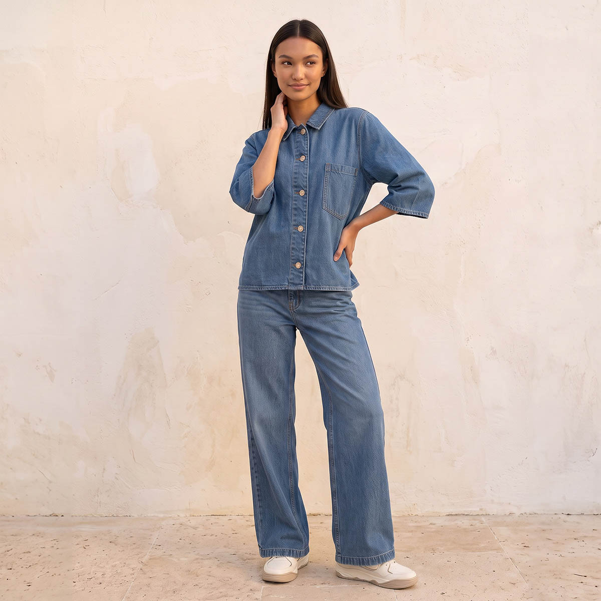 Splash Denim Wide Leg Buttoned Waist Cotton Jeans-women-clothing-bottoms-jeans-image-2