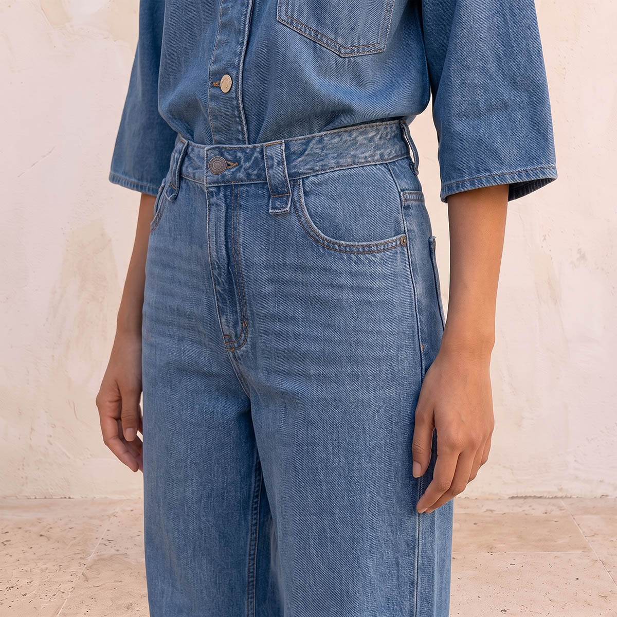 Splash Denim Wide Leg Buttoned Waist Cotton Jeans-women-clothing-bottoms-jeans-image-4