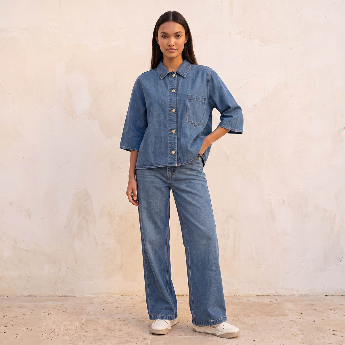 Splash Denim Wide Leg Buttoned Waist Cotton Jeans-women-clothing-bottoms-jeans-image-5