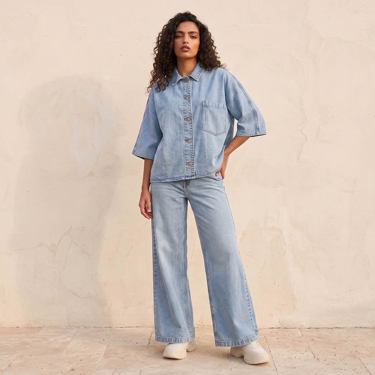 Splash Denim Wide Leg Buttoned Waist Cotton Jeans-women-clothing-bottoms-jeans-image-2