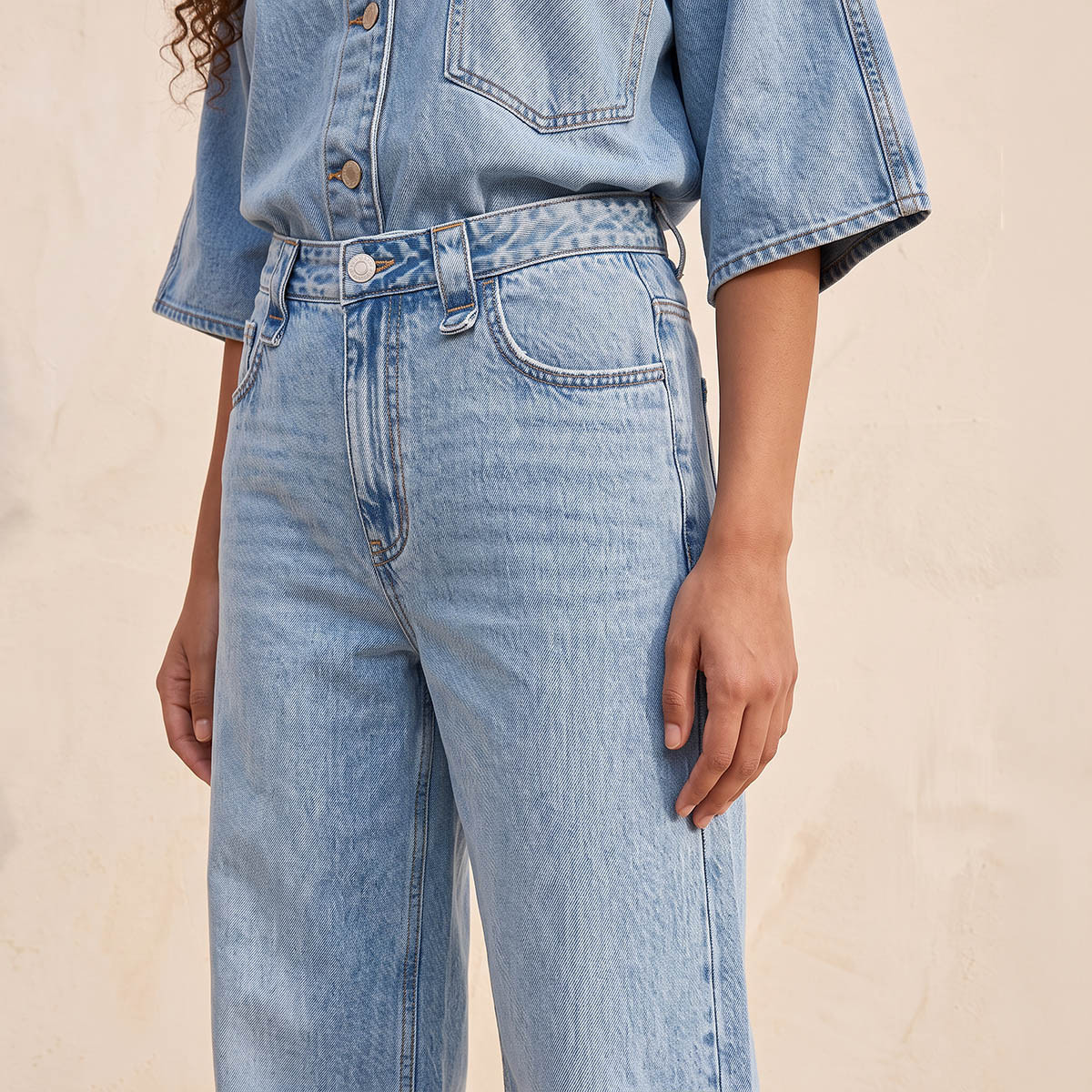 Splash Denim Wide Leg Buttoned Waist Cotton Jeans-women-clothing-bottoms-jeans-image-4