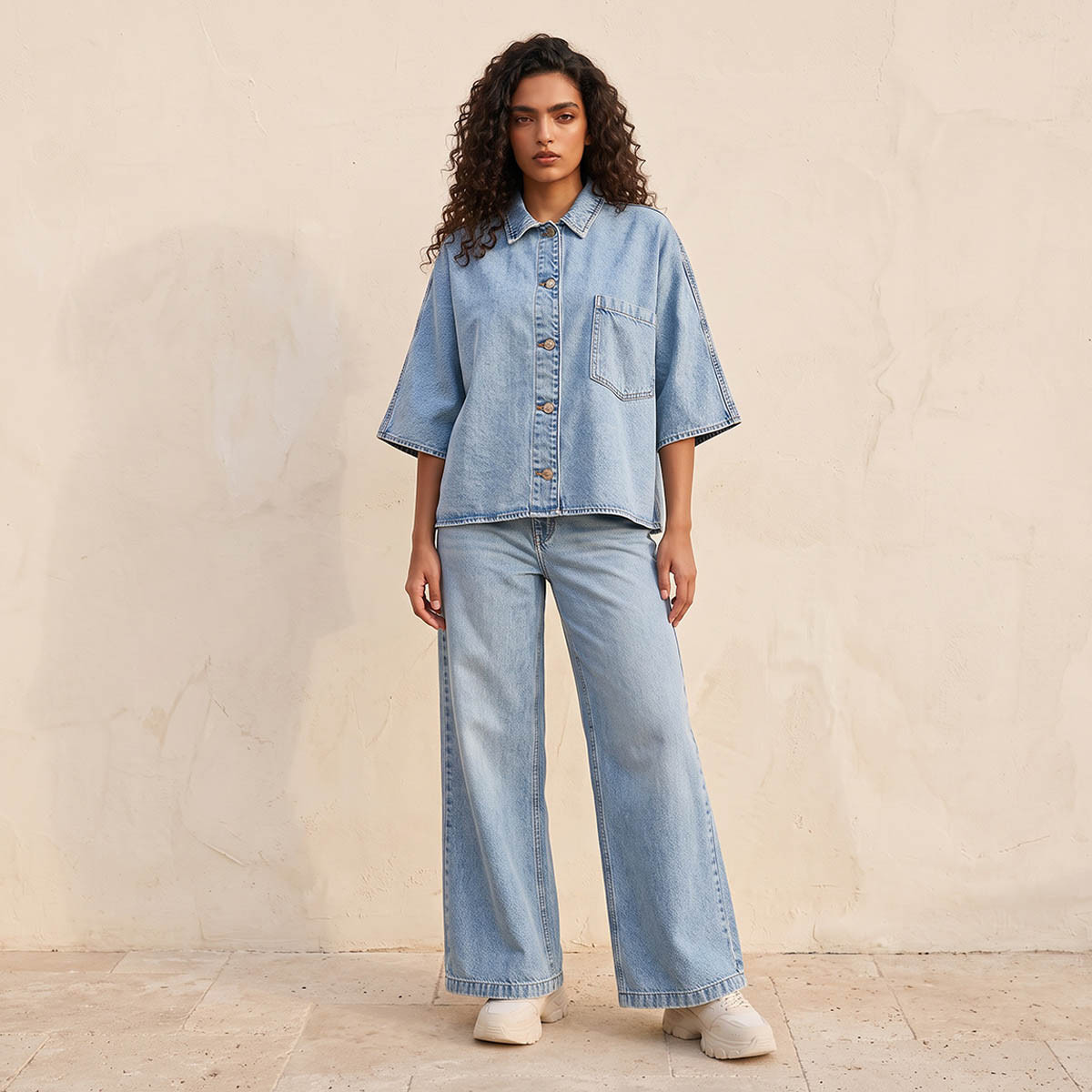 Splash Denim Wide Leg Buttoned Waist Cotton Jeans-women-clothing-bottoms-jeans-image-5