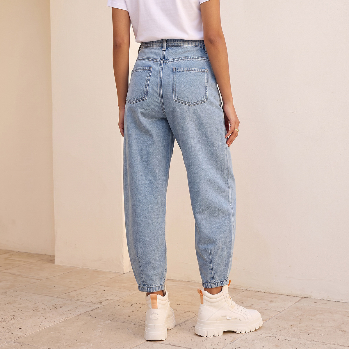 Splash Denim Barrel Fit Cotton Jeans with Belt-women-clothing-bottoms-jeans-image-3