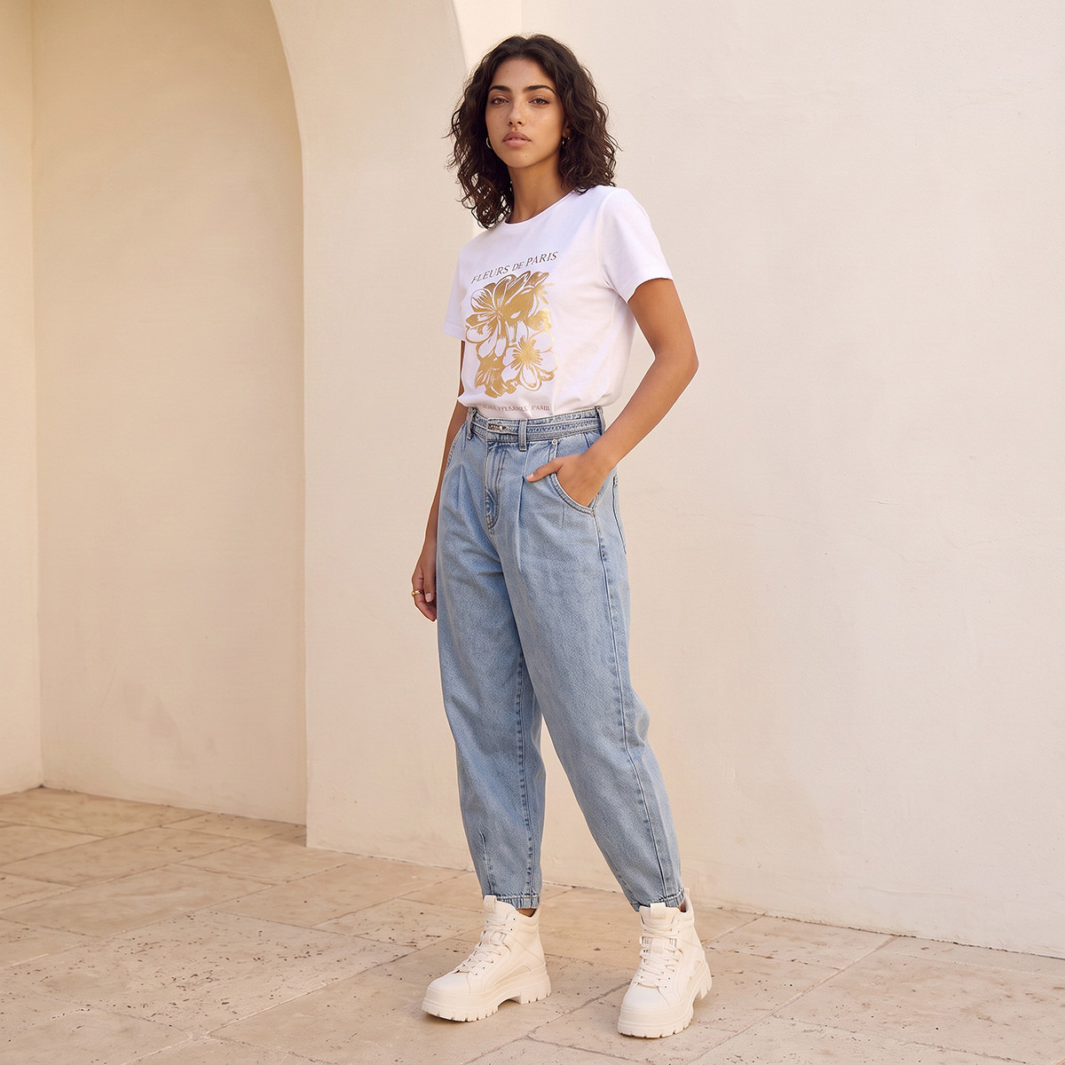 Splash Denim Barrel Fit Cotton Jeans with Belt-women-clothing-bottoms-jeans-image-5