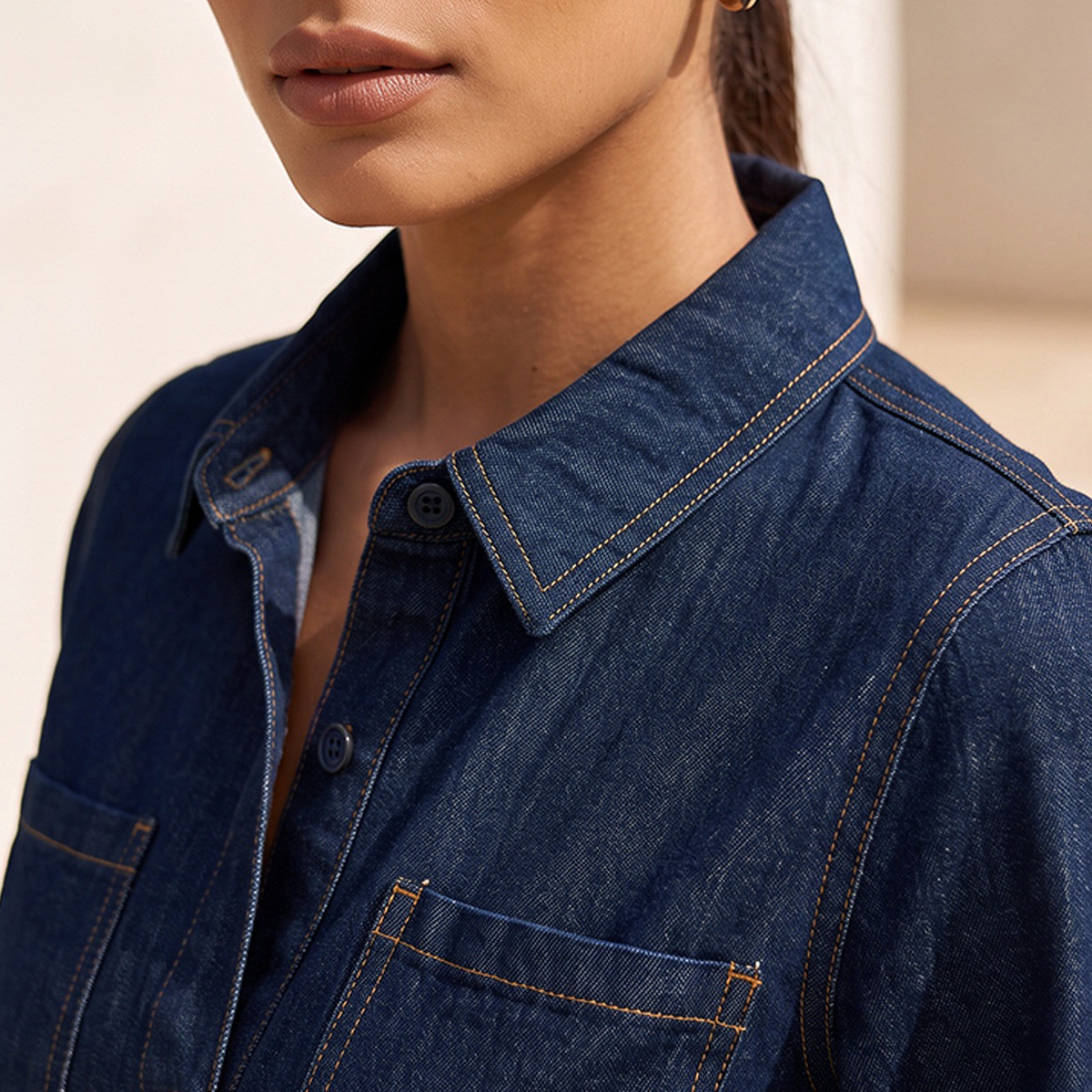 Splash Denim Midi Shirt Dress with Belt-women-clothing-dresses-image-5
