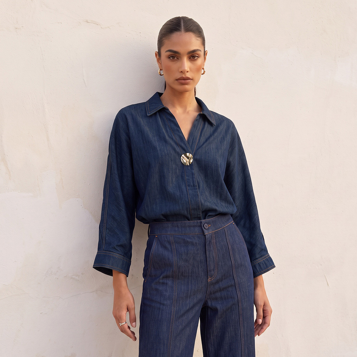 Splash Denim Top with High Low Hem-women-clothing-plussize-shirtsandblouses-blouses-image-4