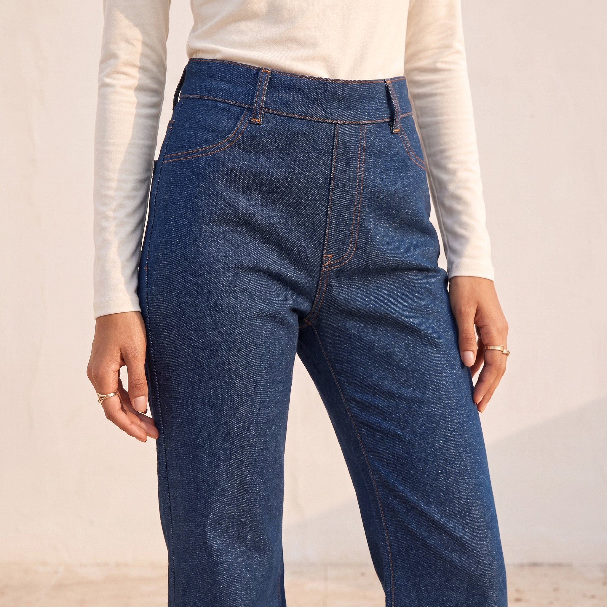 Splash Denim Flared Jeans with Elasticated Waist-women-clothing-bottoms-jeans-image-4