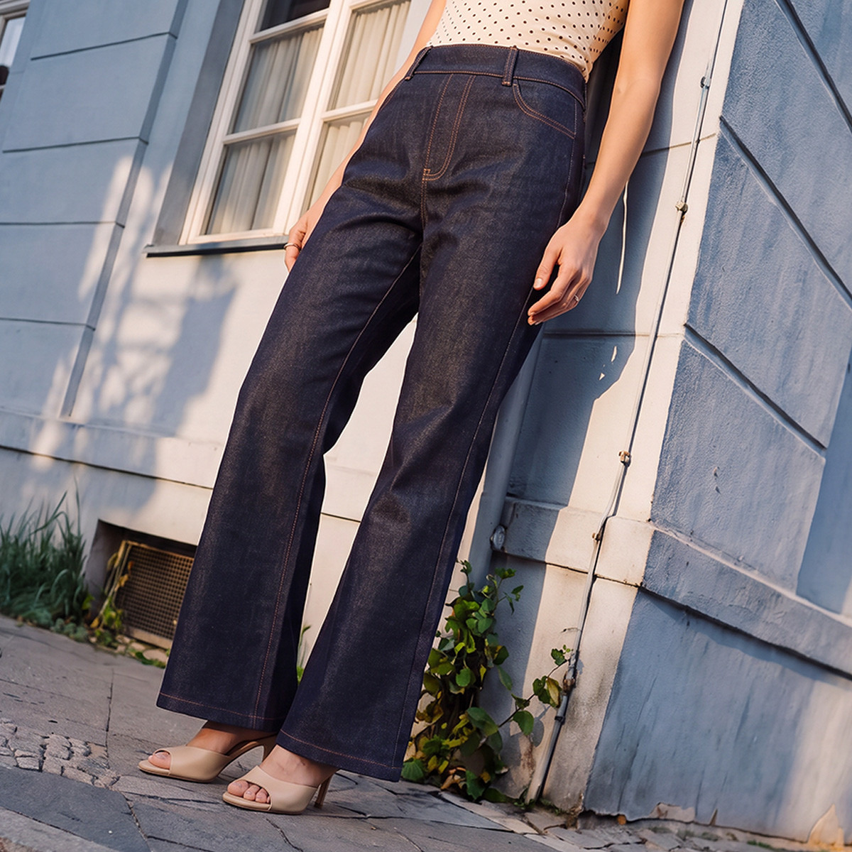 Splash Denim Flare Leg Jeans-women-clothing-bottoms-jeans-image-1