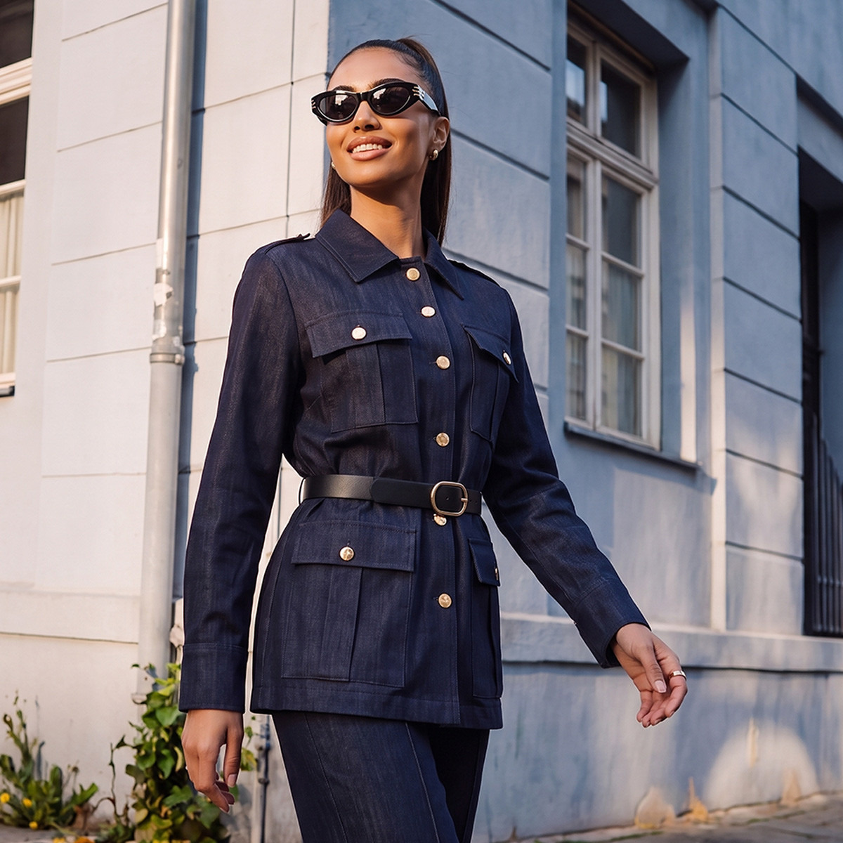 Splash Denim Longline Jacket with Belt-women-winterwear-coatsandjackets-jackets-image-1