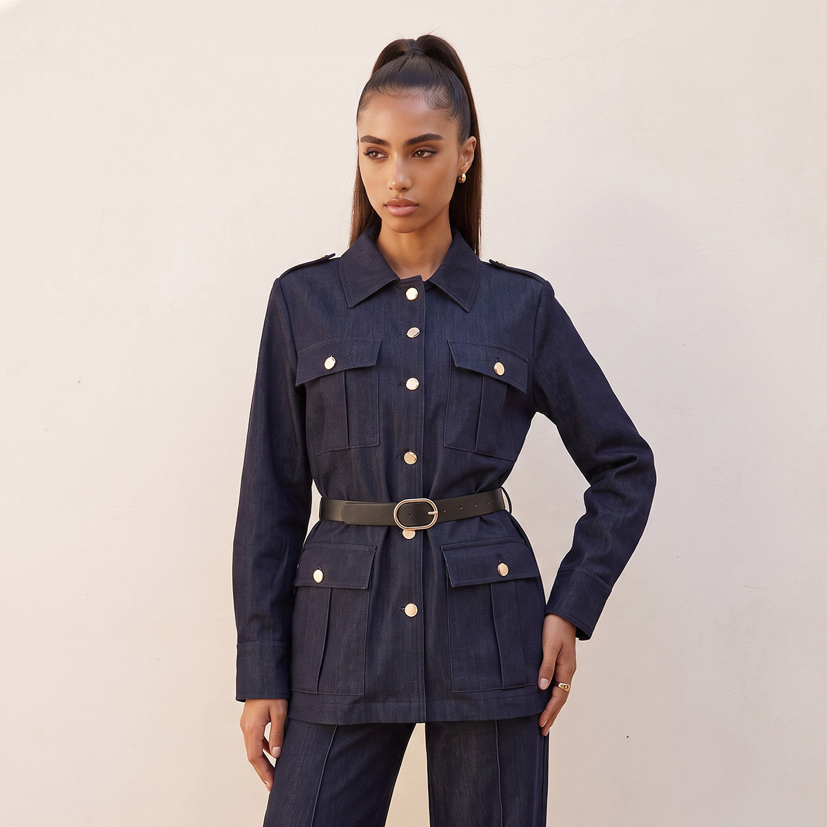Splash Denim Longline Jacket with Belt-women-winterwear-coatsandjackets-jackets-image-2