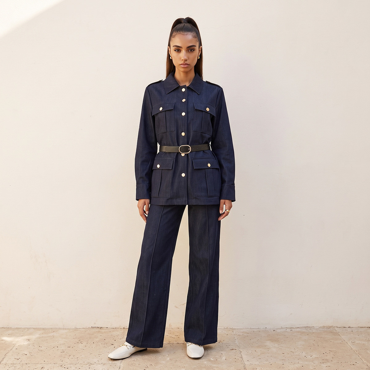 Splash Denim Longline Jacket with Belt-women-winterwear-coatsandjackets-jackets-image-5