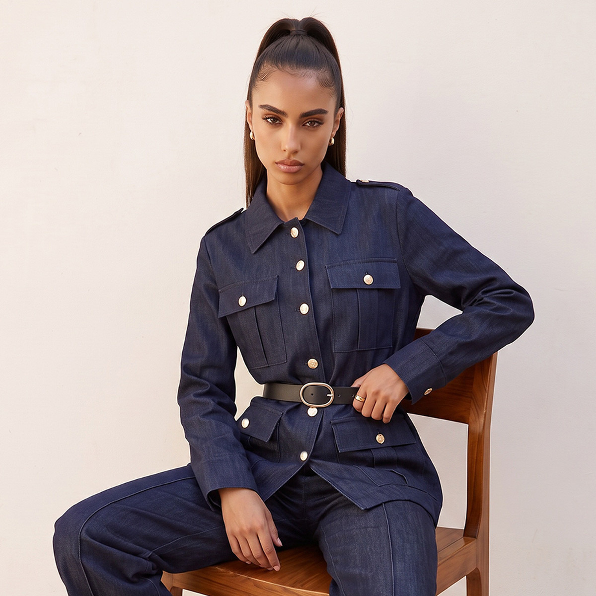 Splash Denim Longline Jacket with Belt-women-winterwear-coatsandjackets-jackets-image-4