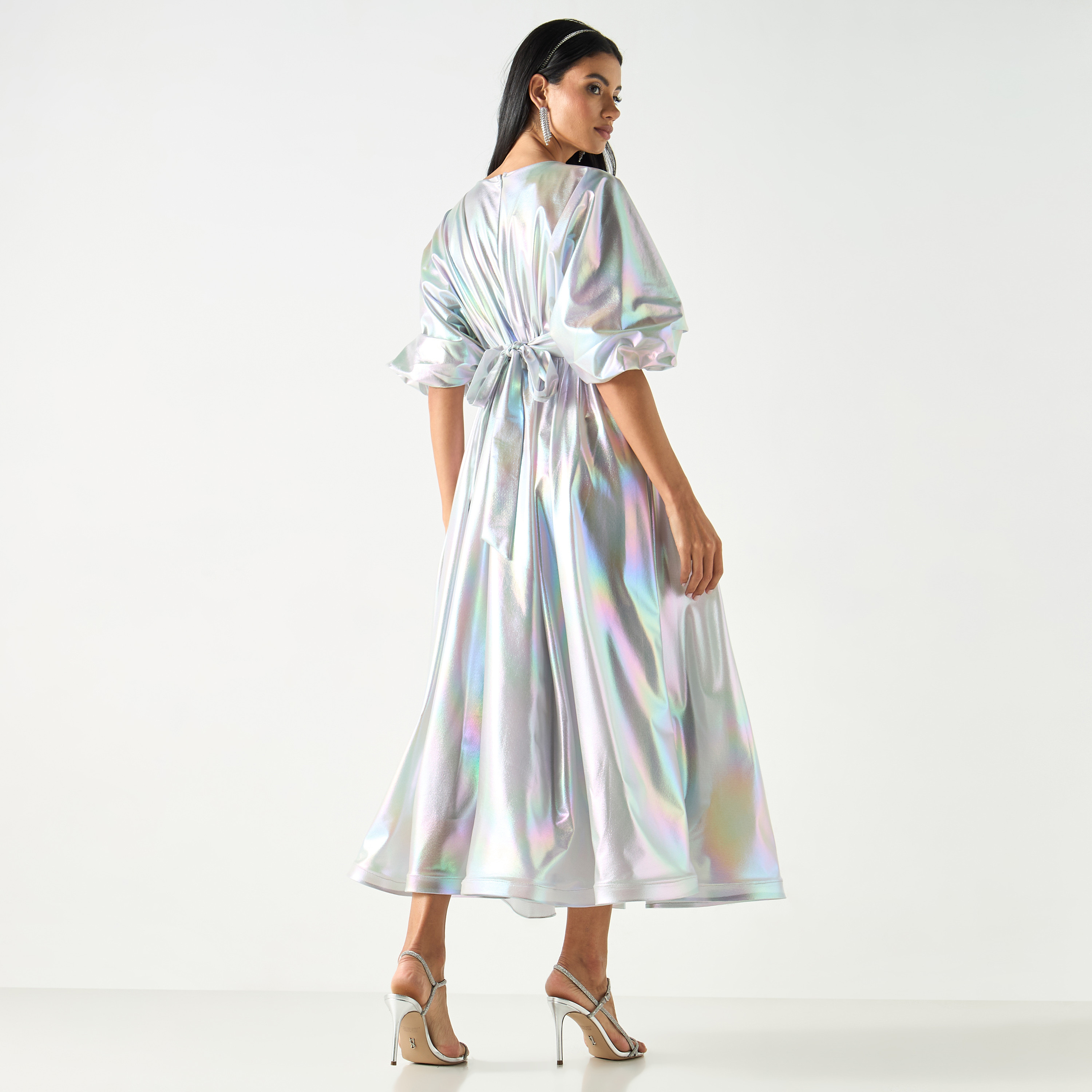 Golden Apple Kimono Sleeves Dress with Floral Applique and Tie-Up Belt-women-clothing-dresses-image-19