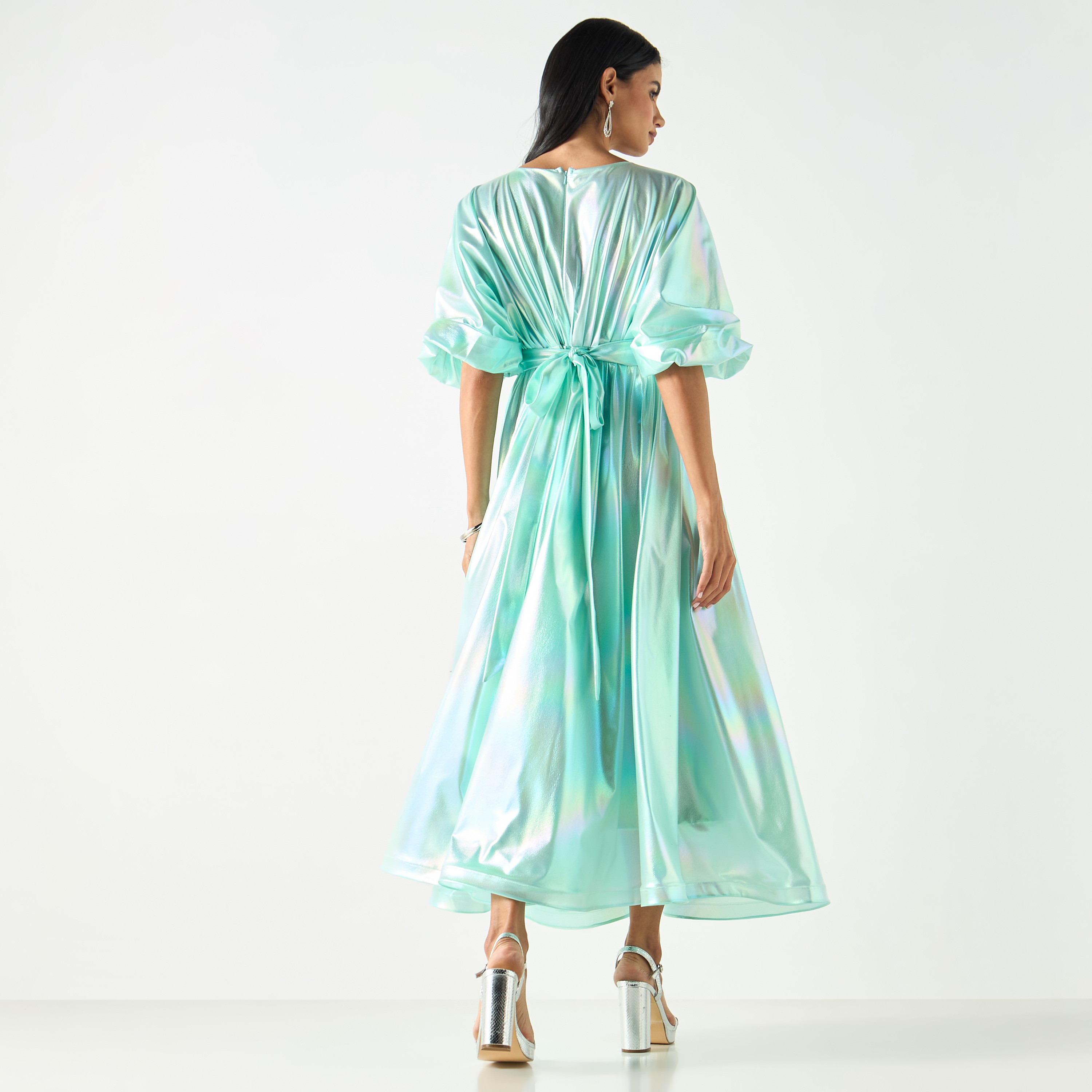Golden Apple Kimono Sleeves Dress with Floral Applique and Tie-Up Belt-women-clothing-dresses-image-23
